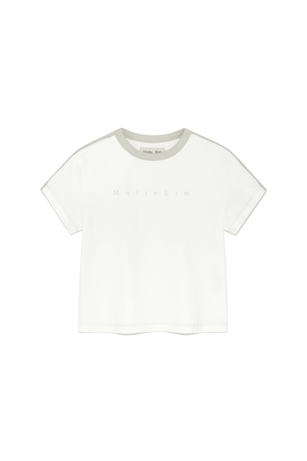Matin Kim - Color Line Point Logo Crop Top (White) product image 1 | TRAB K-Fashion Australia