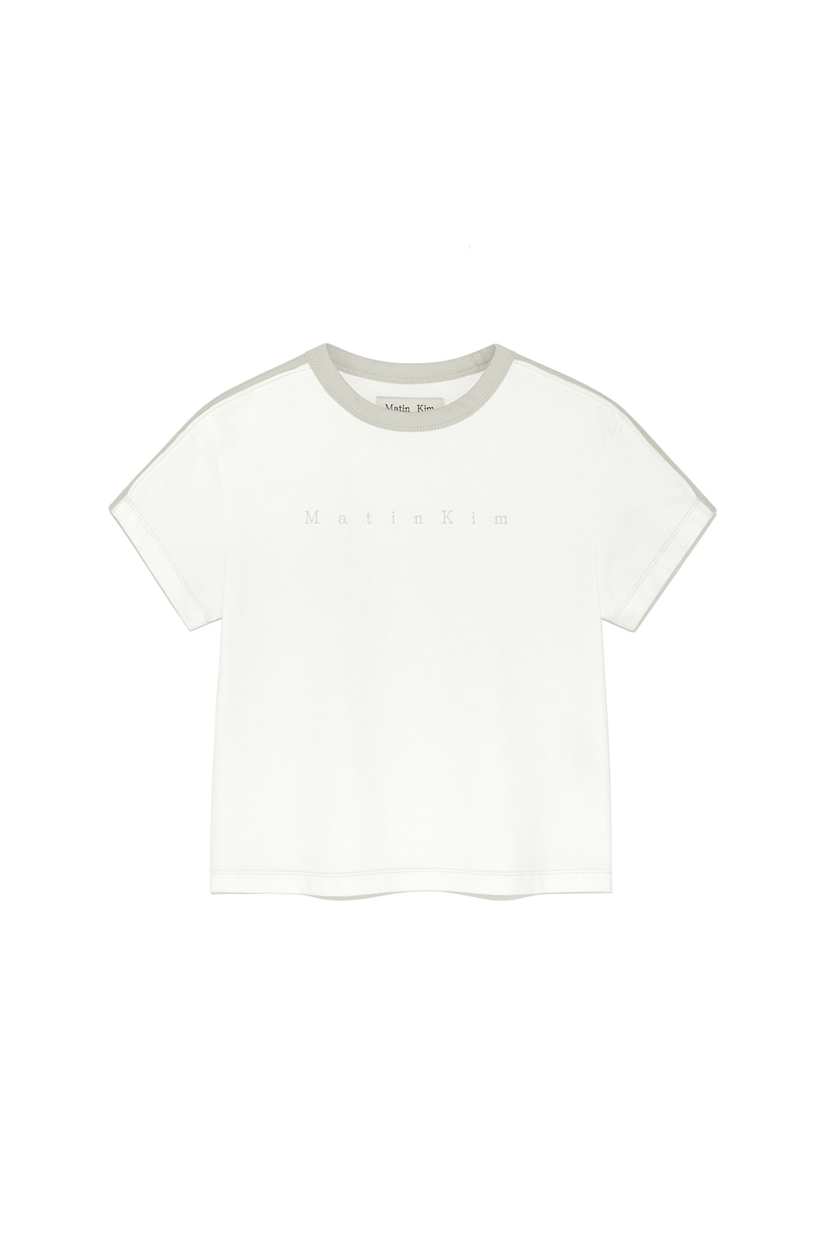 Matin Kim - Color Line Point Logo Crop Top (White) product image 1 | TRAB K-Fashion Australia
