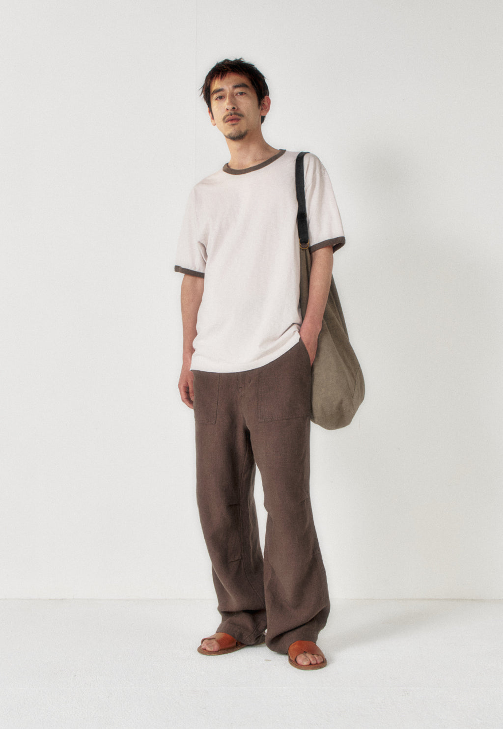 Art if acts - Slub Ringer Tee (Oat/Brown) product image 4 | TRAB K-Fashion Australia