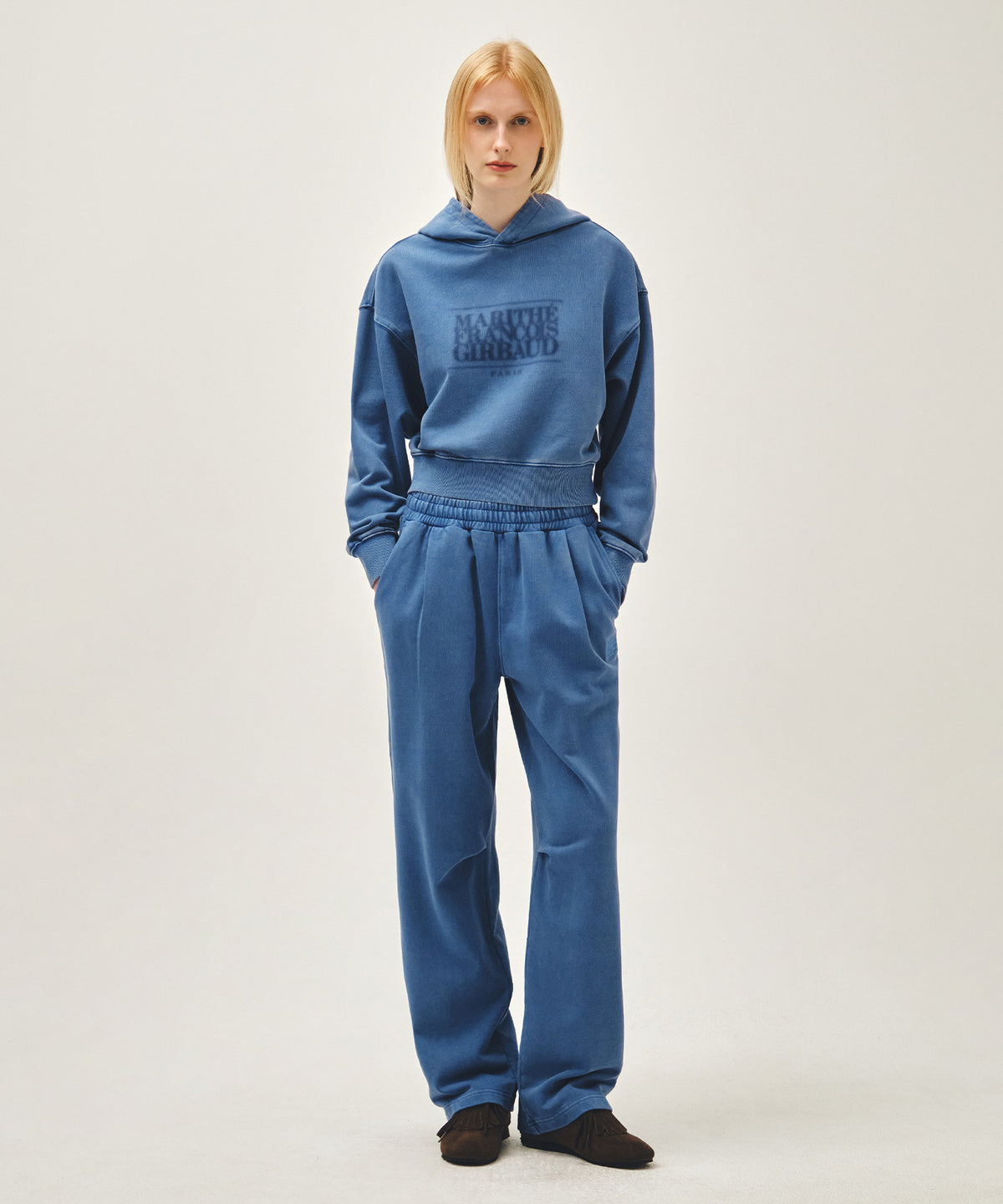 Marithe & Francois Girbaud - Shadow Classic Logo Dyeing Crop Hoodie (Blue) product image 4 | TRAB K-Fashion Australia