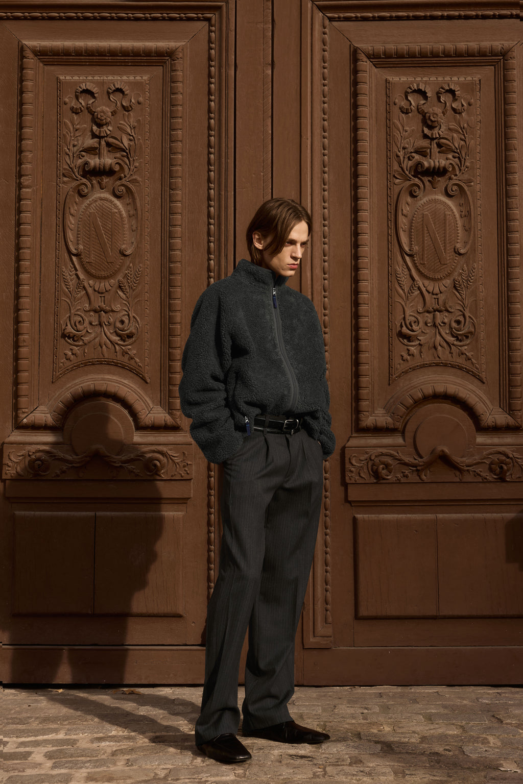 STU - Fleece Zip-Up Jacket In (Charcoal) product image 3 | TRAB K-Fashion Australia