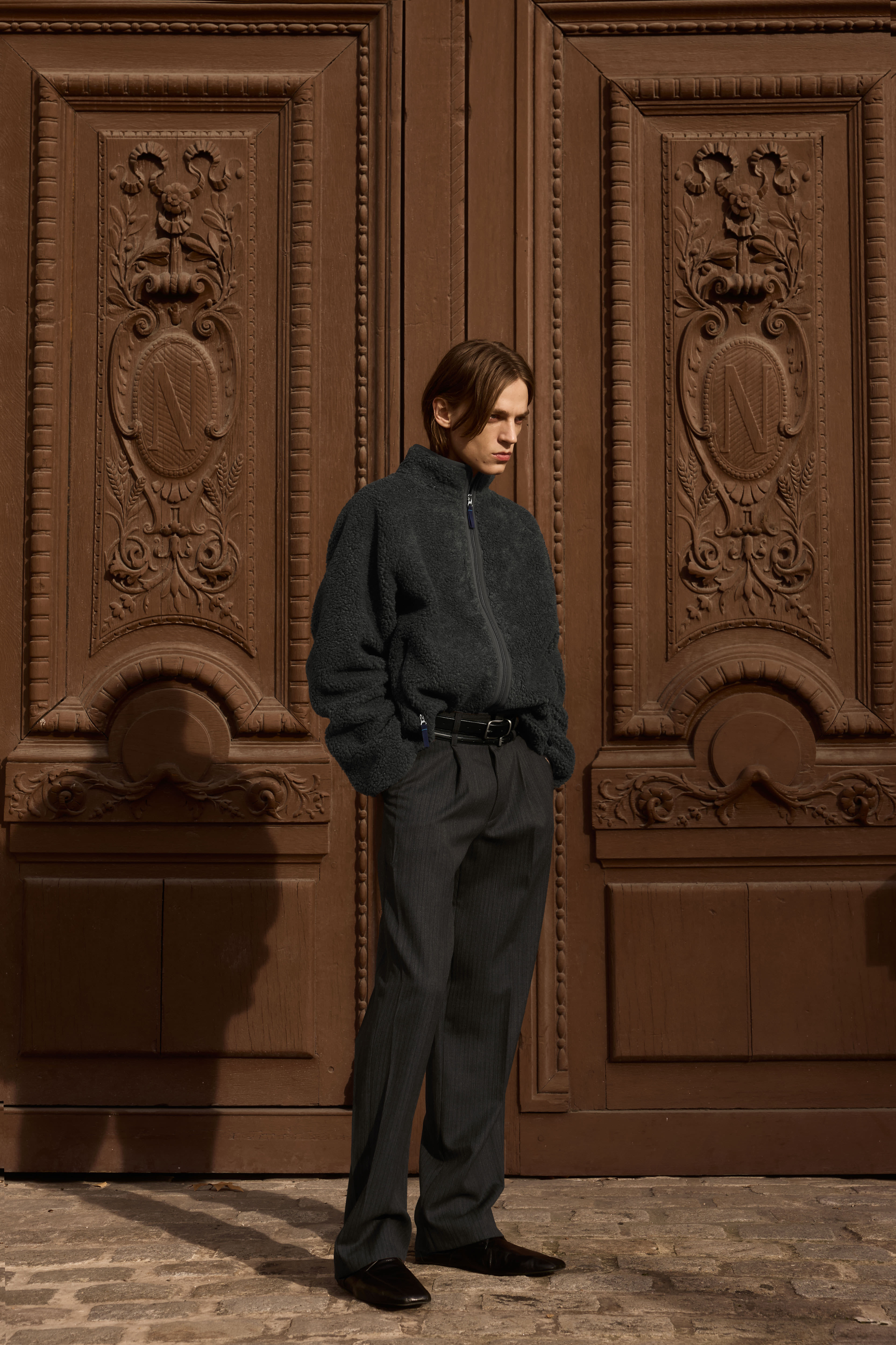 STU - Fleece Zip-Up Jacket In (Charcoal) product image 3 | TRAB K-Fashion Australia