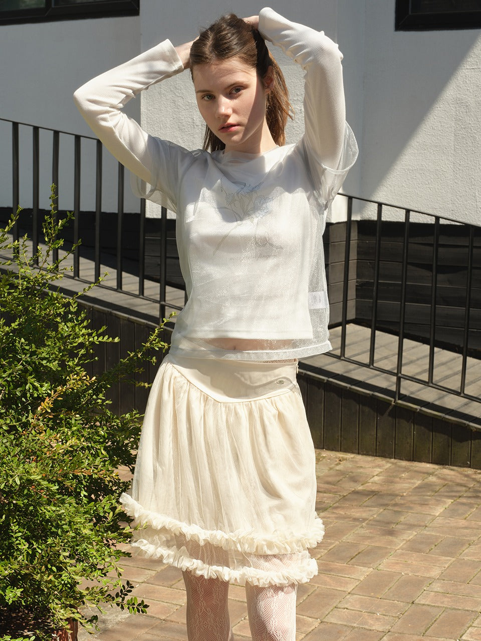 Margarin Fingers - Rose Mesh T-Shirt (Light Blue) product image 1 | TRAB K-Fashion Australia