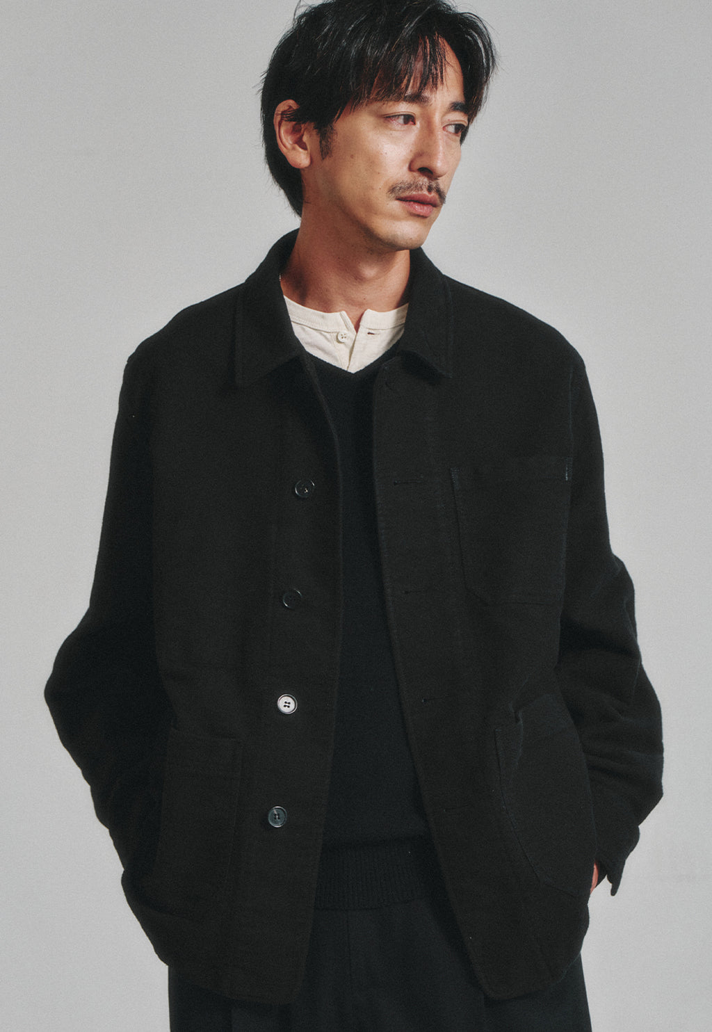 Art if acts - Washed Moleskin French Work Jacket (Faded Black) product image 5 | TRAB K-Fashion Australia