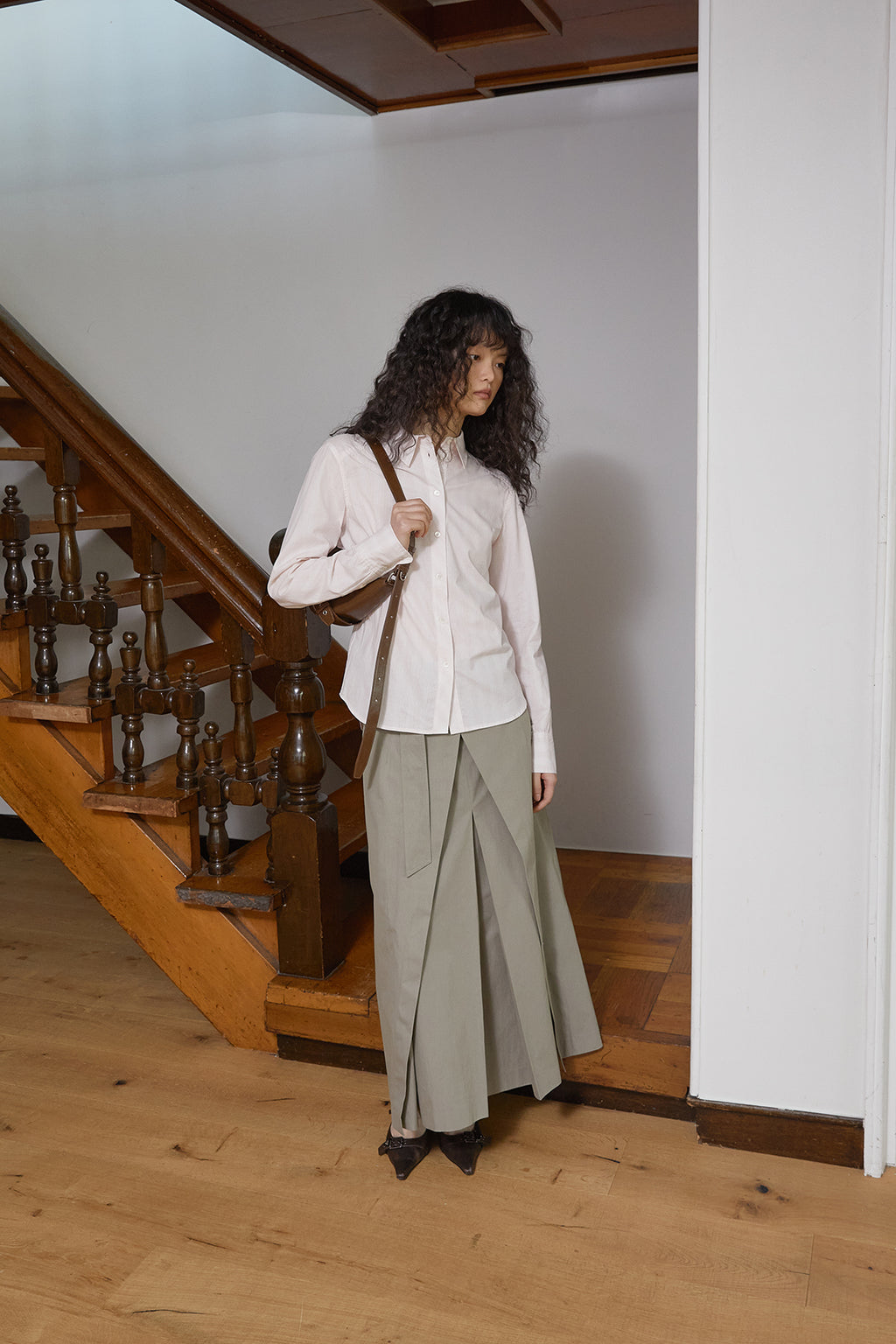 Matin Kim - Cuffs Button Point Stripe Shirt (Light Pink) product image 12 | TRAB K-Fashion Australia