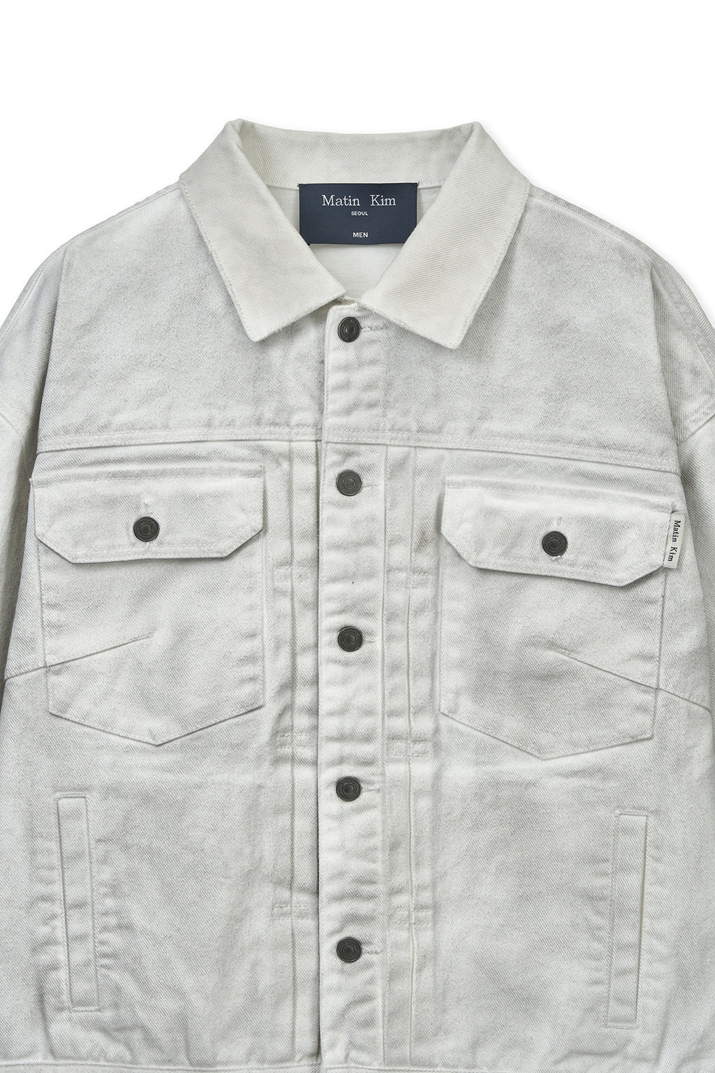Matin Kim - Vintage Washed Denim Trucker (White) product image 3 | TRAB K-Fashion Australia