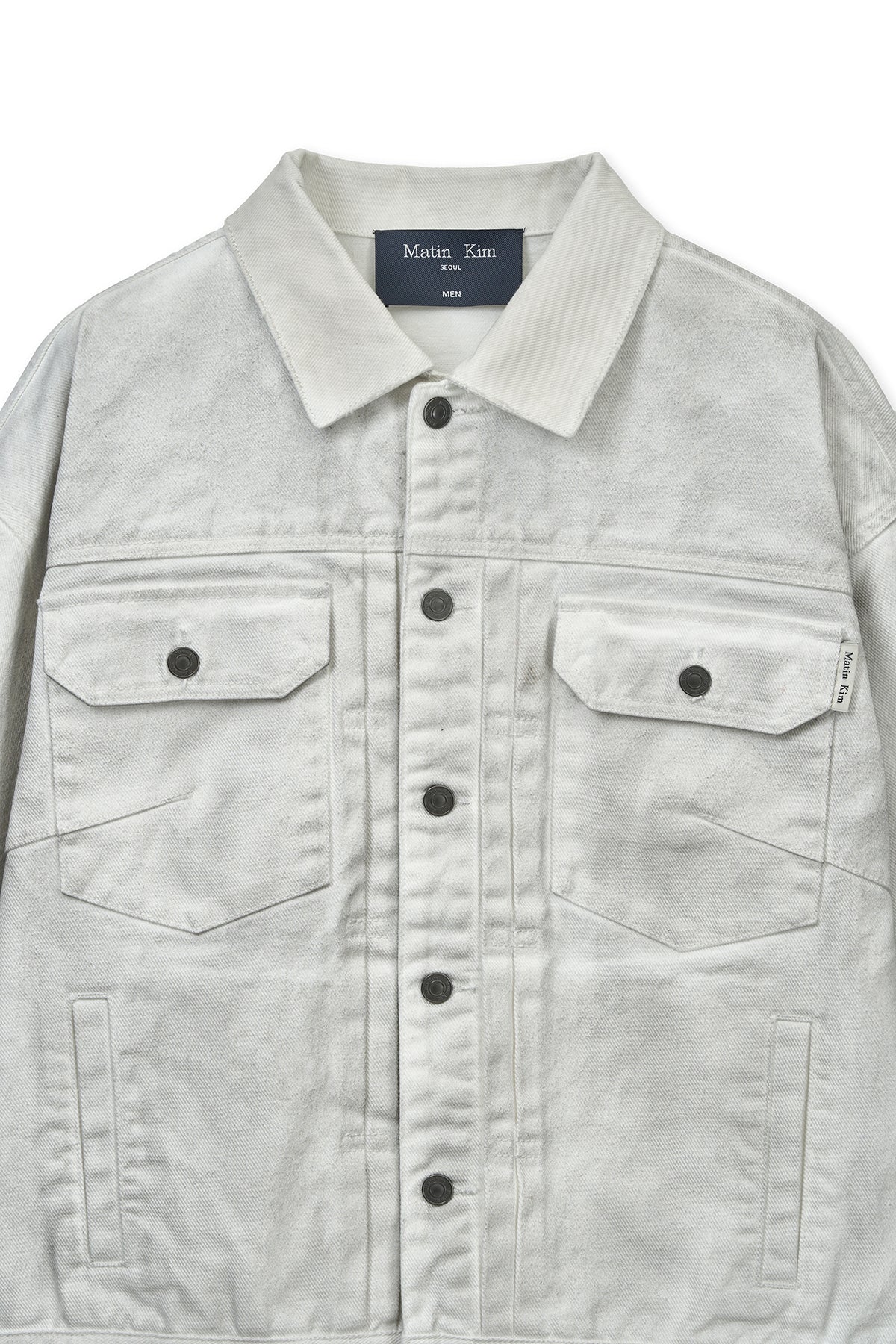 Matin Kim - Vintage Washed Denim Trucker (White) product image 3 | TRAB K-Fashion Australia