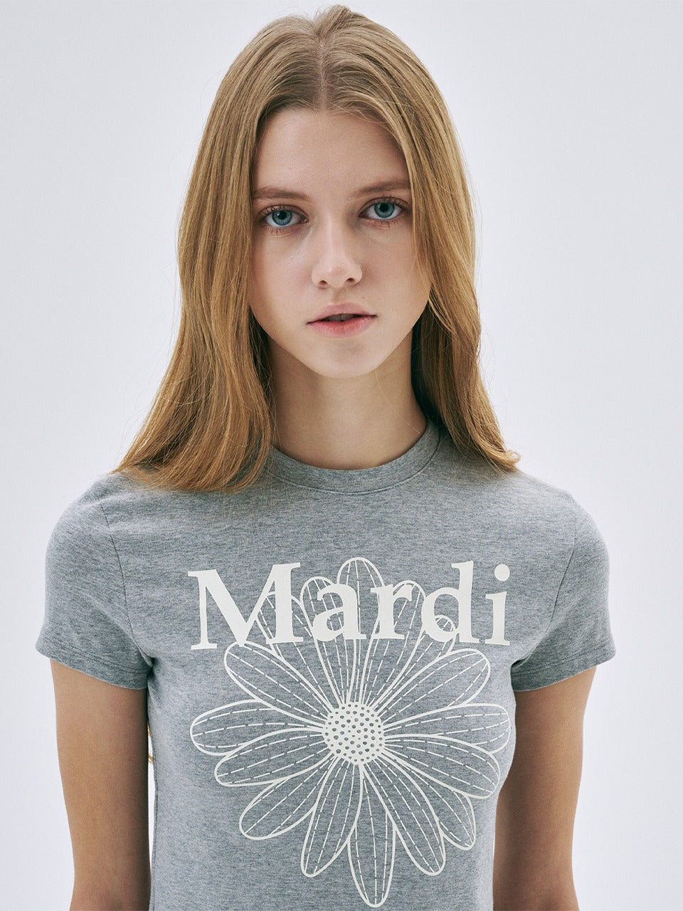 Mardi Mercredi - Cropped Tshirt Flowermardi (Grey Ivory) product image 1 | TRAB K-Fashion Australia