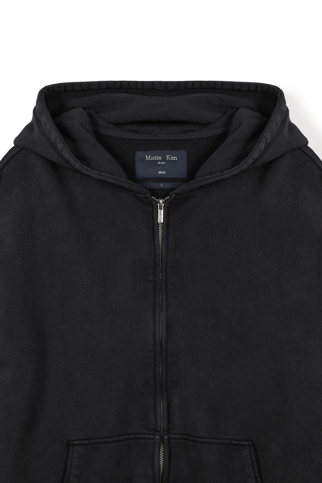 Matin Kim - Back Logo Washed Hoody Zip Up (Charcoal) product image 3 | TRAB K-Fashion Australia