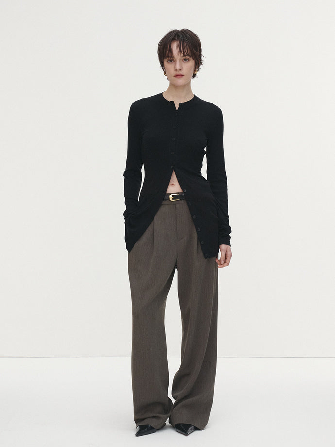 Tonywack - Light Wool Pleated Wide Trousers (Beige Taupe) product image 3 | TRAB K-Fashion Australia