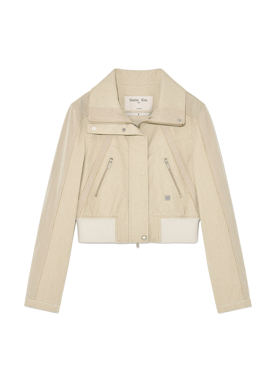 Matin Kim - Color Mixed Slim Bomber Jumper (Beige) product image 1 | TRAB K-Fashion Australia
