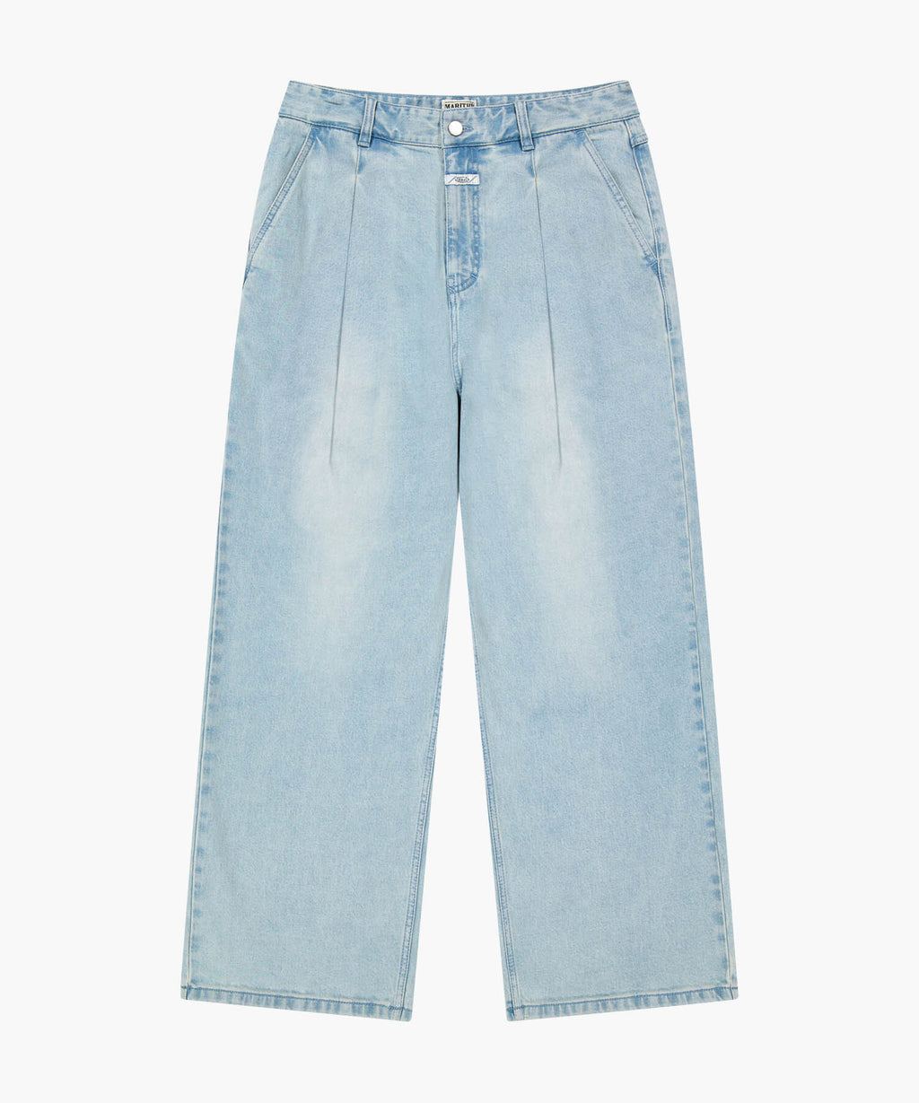Marithe & Francois Girbaud - New M Low-waist Tuck Wide Denim Pants (Light Blue) product image 6 | TRAB K-Fashion Australia
