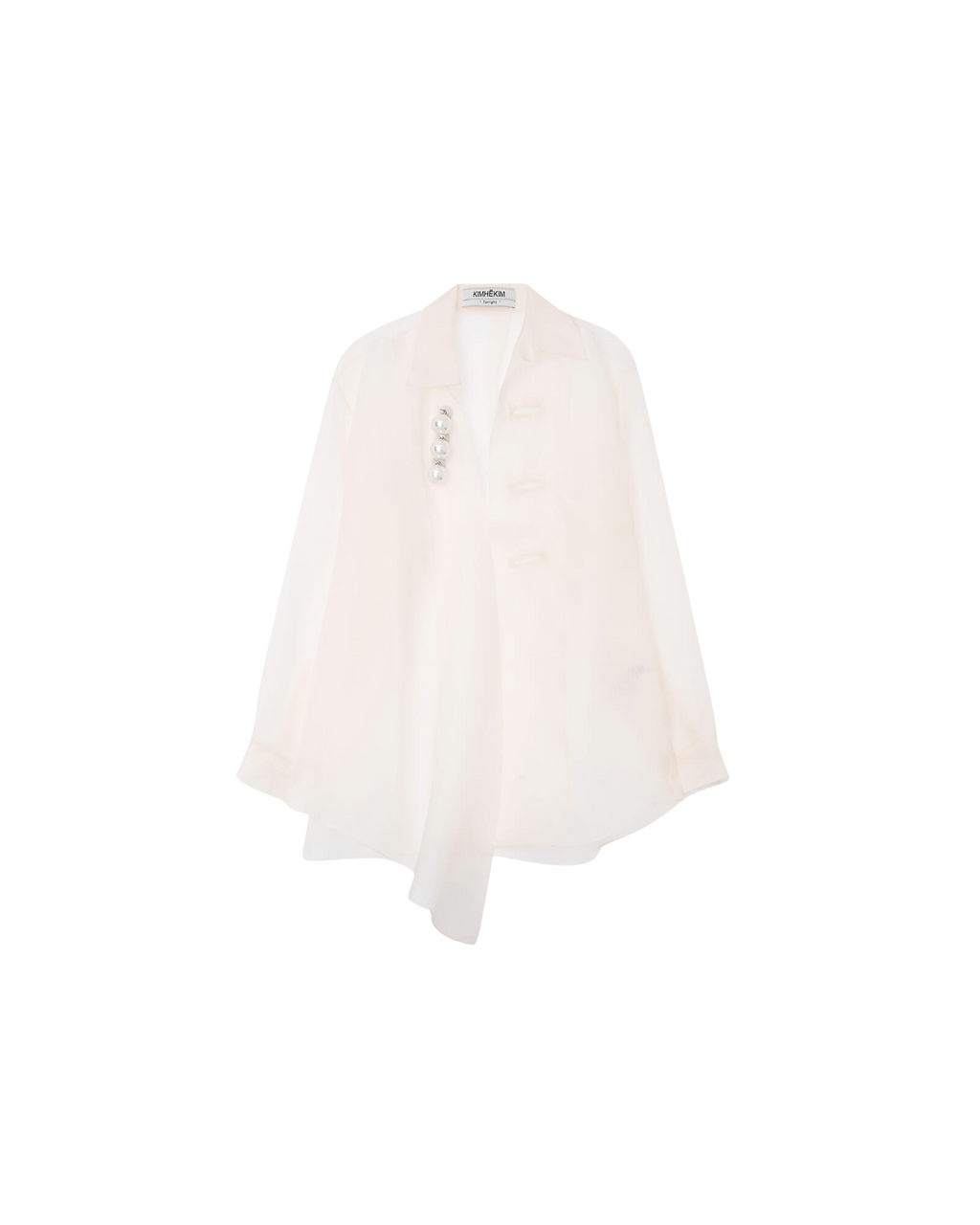 Kimhe Kim - Pearl Buttons Organza Draped Shirt (Ivory) product image 7 | TRAB K-Fashion Australia