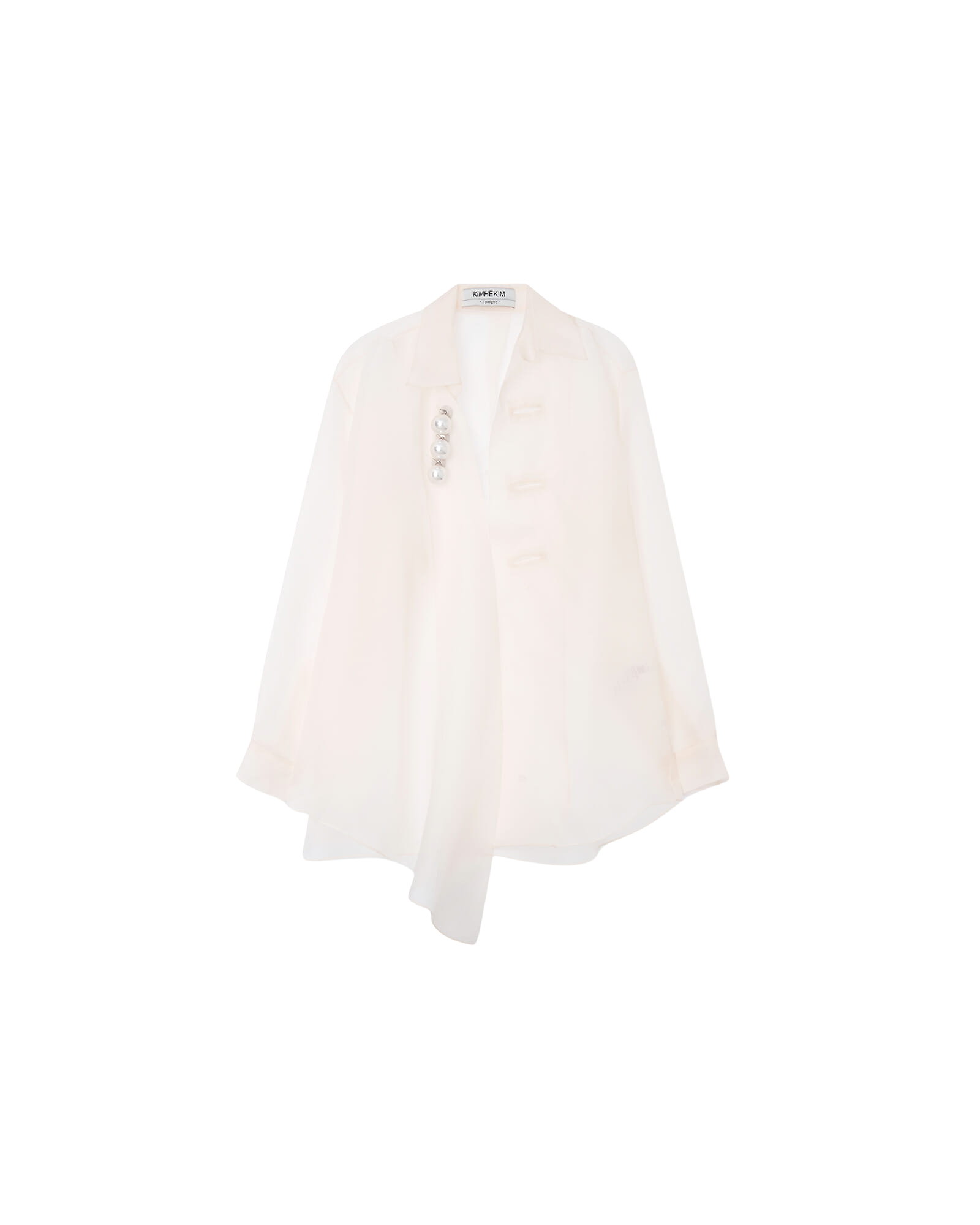 Kimhe Kim - Pearl Buttons Organza Draped Shirt (Ivory) product image 7 | TRAB K-Fashion Australia
