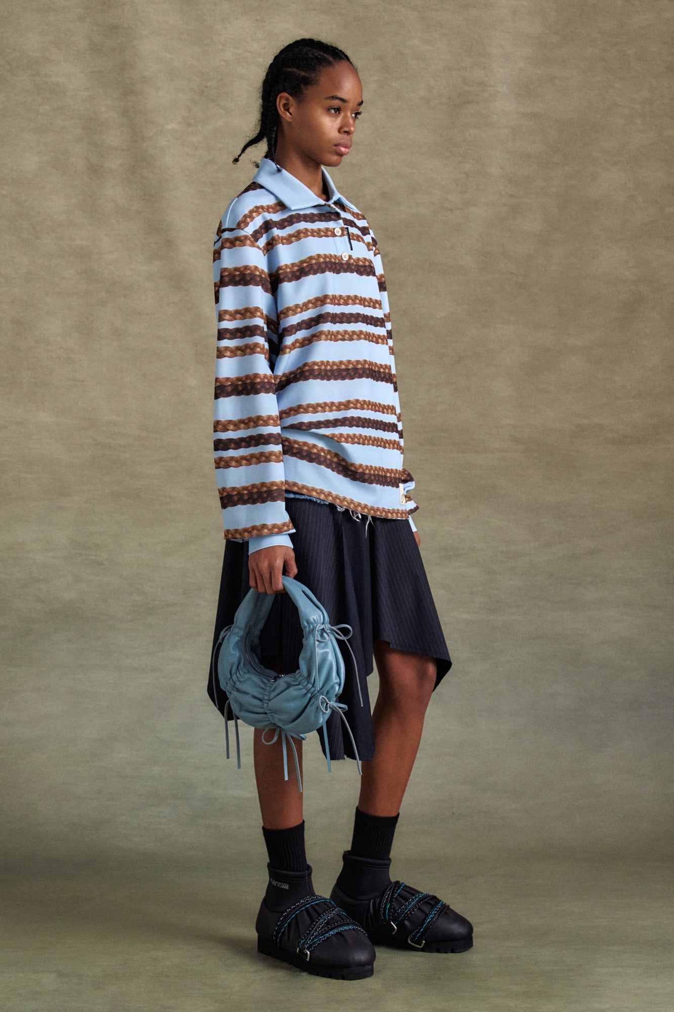 Andersson Bell - Hair Braid Stripe Collar T-Shirt (Blue) product image 3 | TRAB K-Fashion Australia