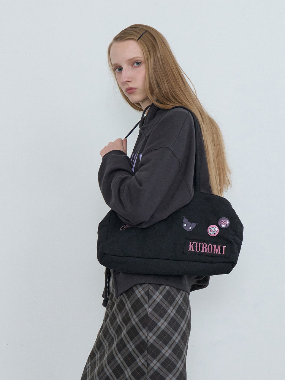 Kijun - Kuromi Patch Shopper Bag (Black) product image 2 | TRAB K-Fashion Australia