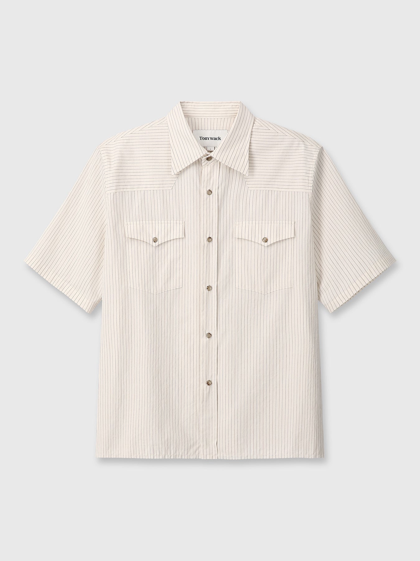 Tonywack - Raw-Cut Stripe Check Shirt (Ivory) product image 8 | TRAB K-Fashion Australia