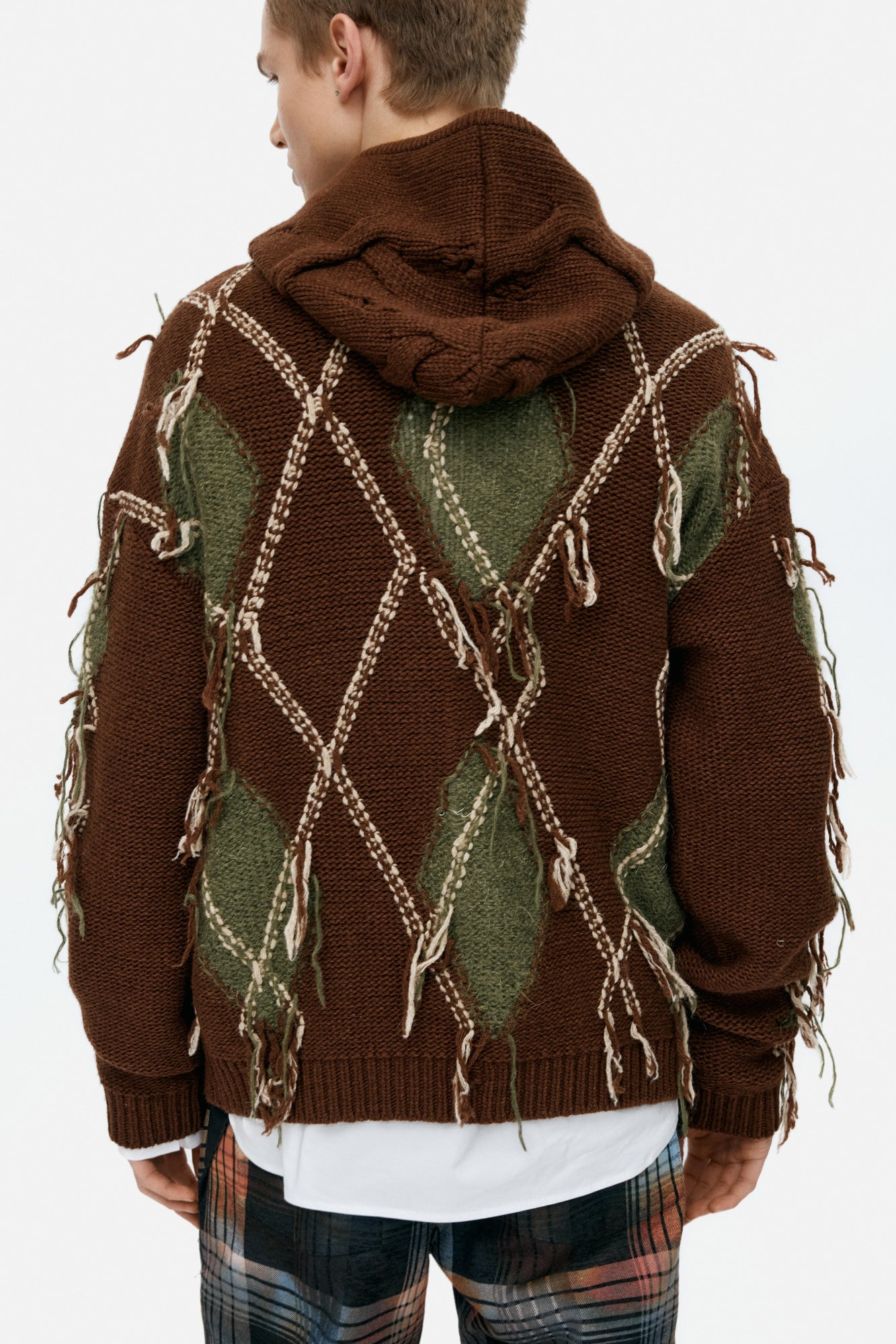 Andersson Bell - Unisex Argyle Fisherman Hood Zip-Up (Brown) product image 5 | TRAB K-Fashion Australia