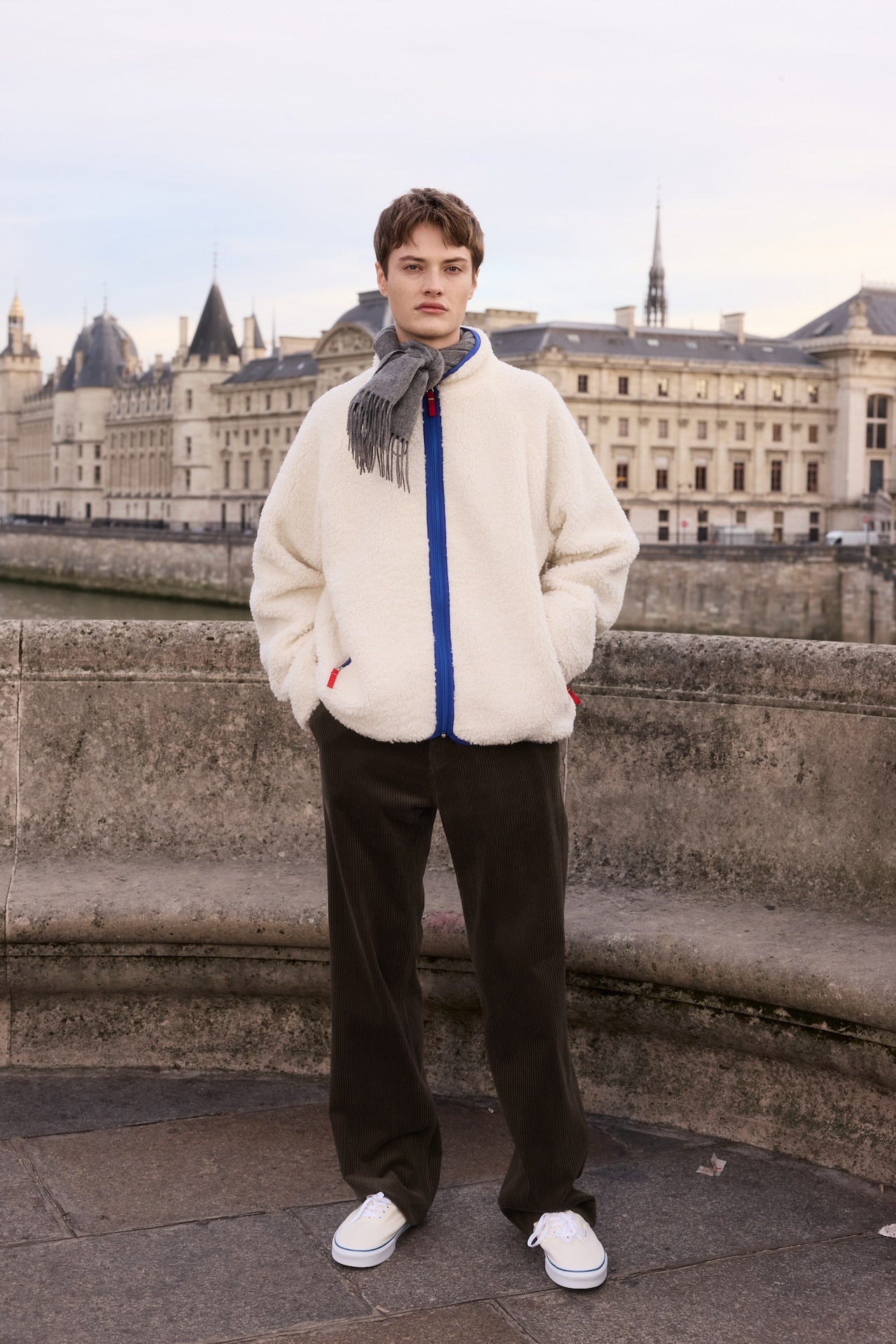 STU - Fleece Zip-Up Jacket In (Ivory) product image 1 | TRAB K-Fashion Australia