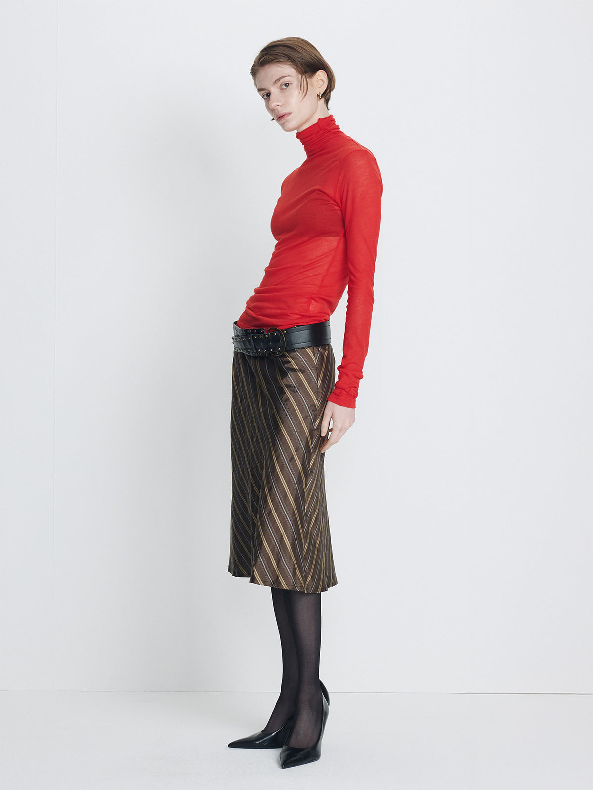 Tonywack - Sheer Slim-Fit High Neck Top (Red) product image 3 | TRAB K-Fashion Australia