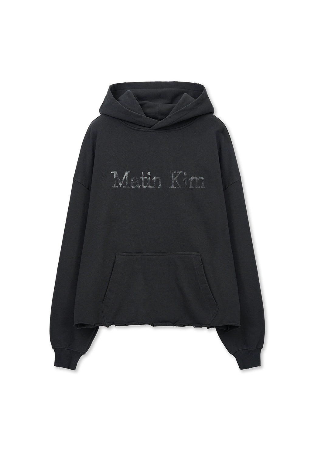 Matin Kim - Raw Edge Hem Sweat Hoody (Charcoal) product image 1 | TRAB K-Fashion Australia