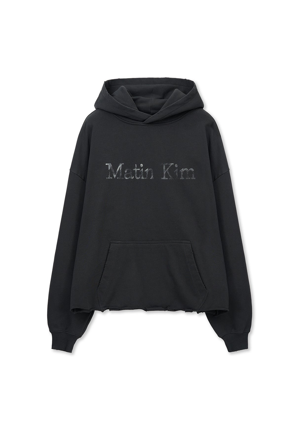 Matin Kim - Raw Edge Hem Sweat Hoody (Charcoal) product image 1 | TRAB K-Fashion Australia