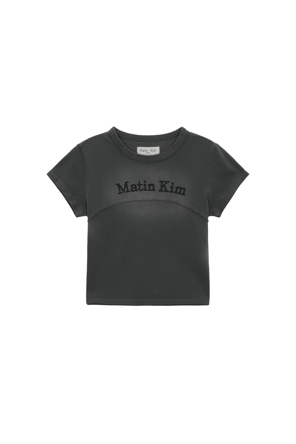Matin Kim - Pigment Cut Out Logo Crop Top (Charcoal) product image 1 | TRAB K-Fashion Australia