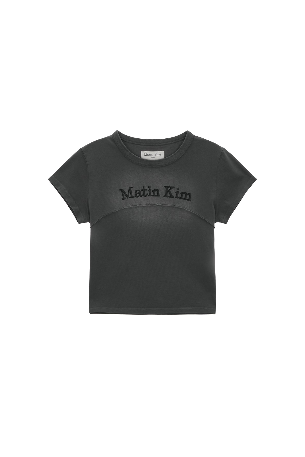 Matin Kim - Pigment Cut Out Logo Crop Top (Charcoal) product image 1 | TRAB K-Fashion Australia