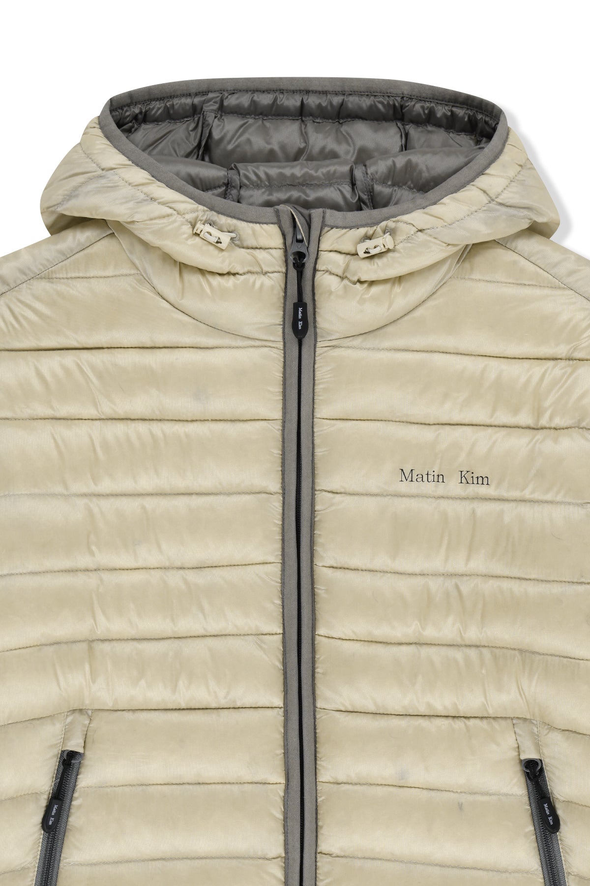 Matin Kim - Contrast Trim Light Down Hoody Jumper (Light Beige) product image 4 | TRAB K-Fashion Australia