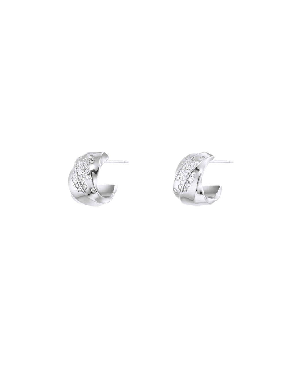 Numbering - Pave Sculpted Wave Hoop Earrings #3124 product image 8 | TRAB K-Fashion Australia