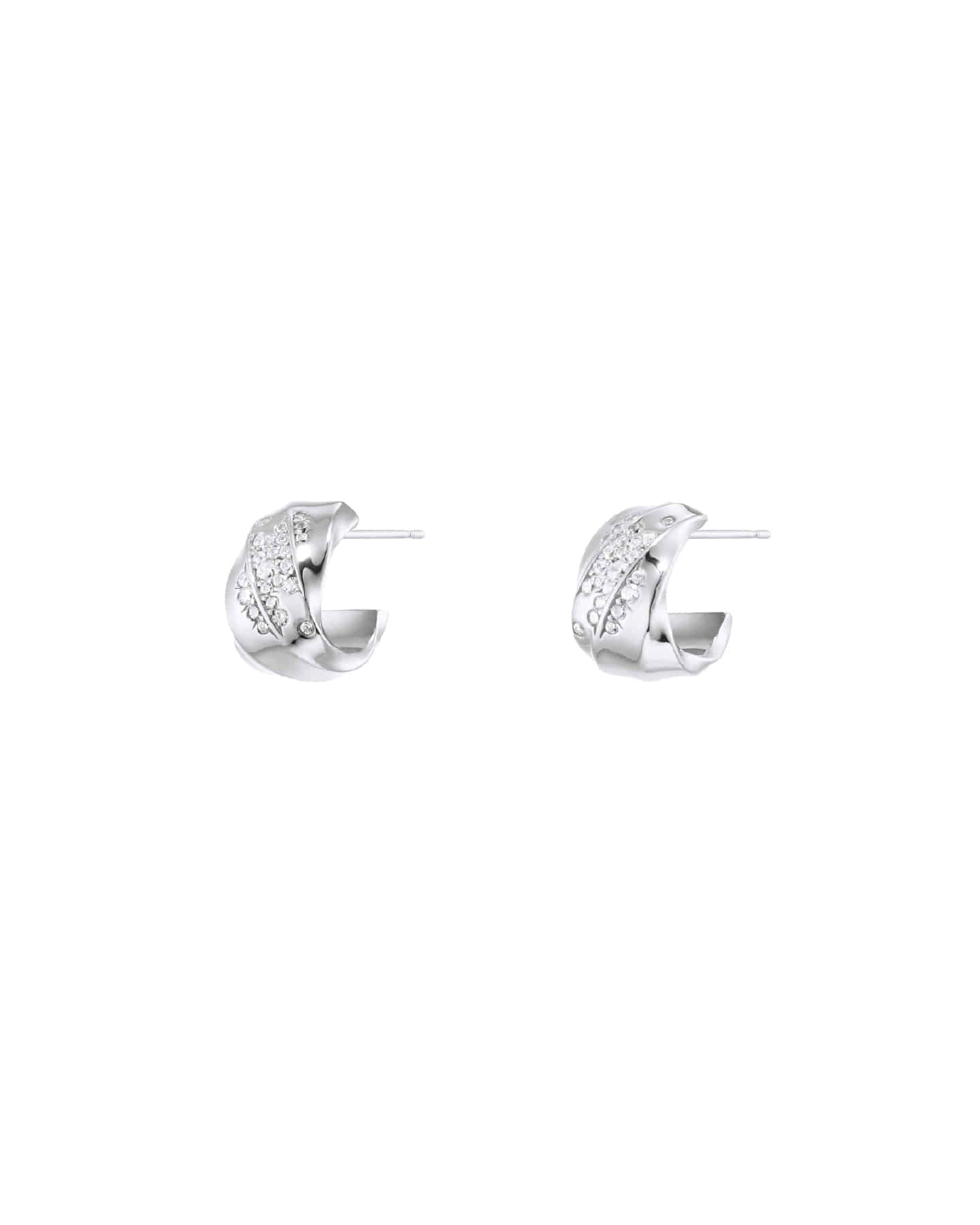 Numbering - Pave Sculpted Wave Hoop Earrings #3124 product image 8 | TRAB K-Fashion Australia