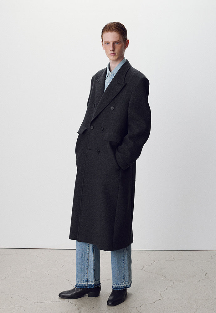 Tonywack - Herringbone Wool Double-Breasted Coat (Dark Herringbone) product image 5 | TRAB K-Fashion Australia