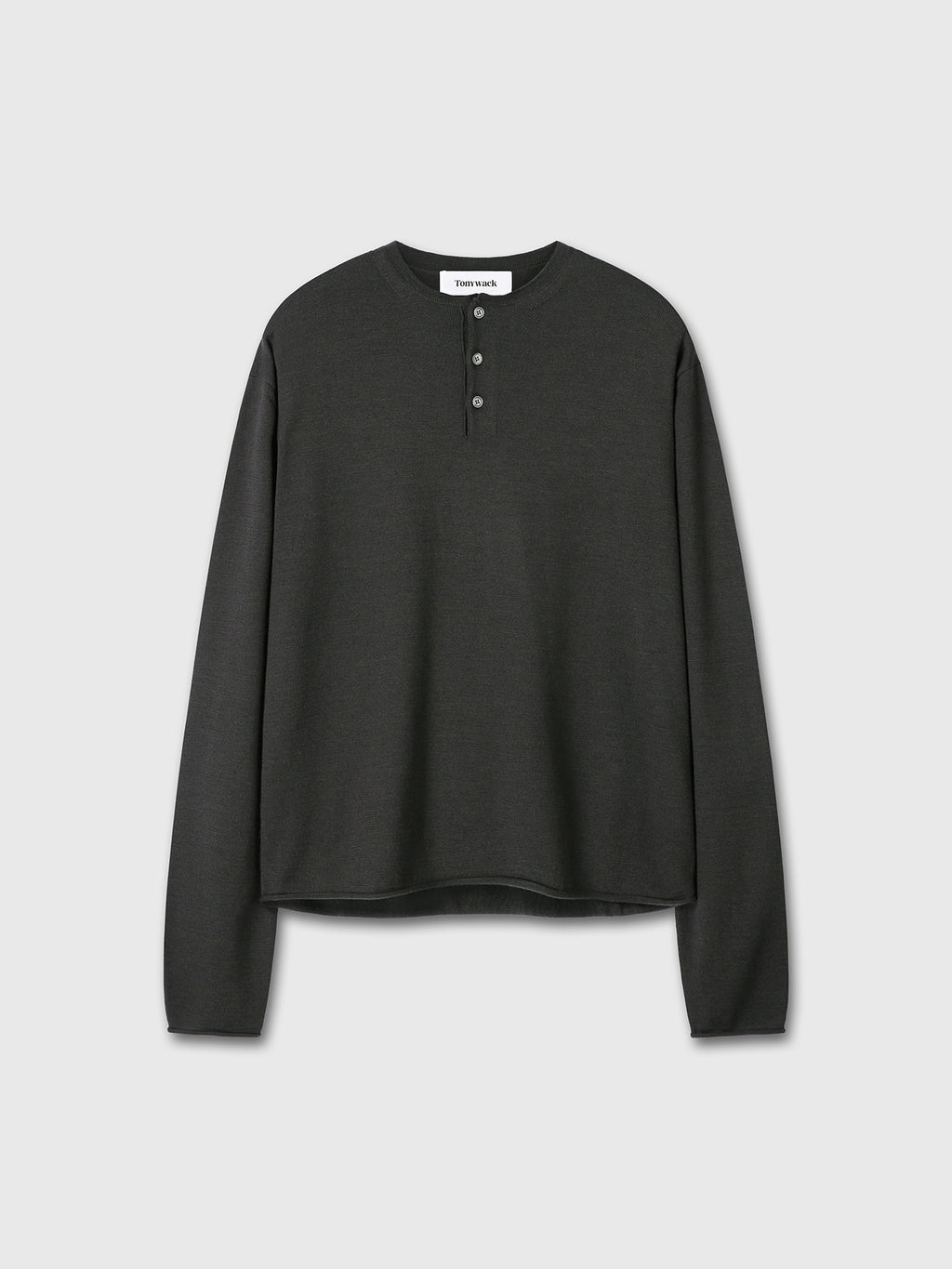 Tonywack - Extra Fine Wool Raw Hem Henley Neck Knit (Anthracite) product image 9 | TRAB K-Fashion Australia
