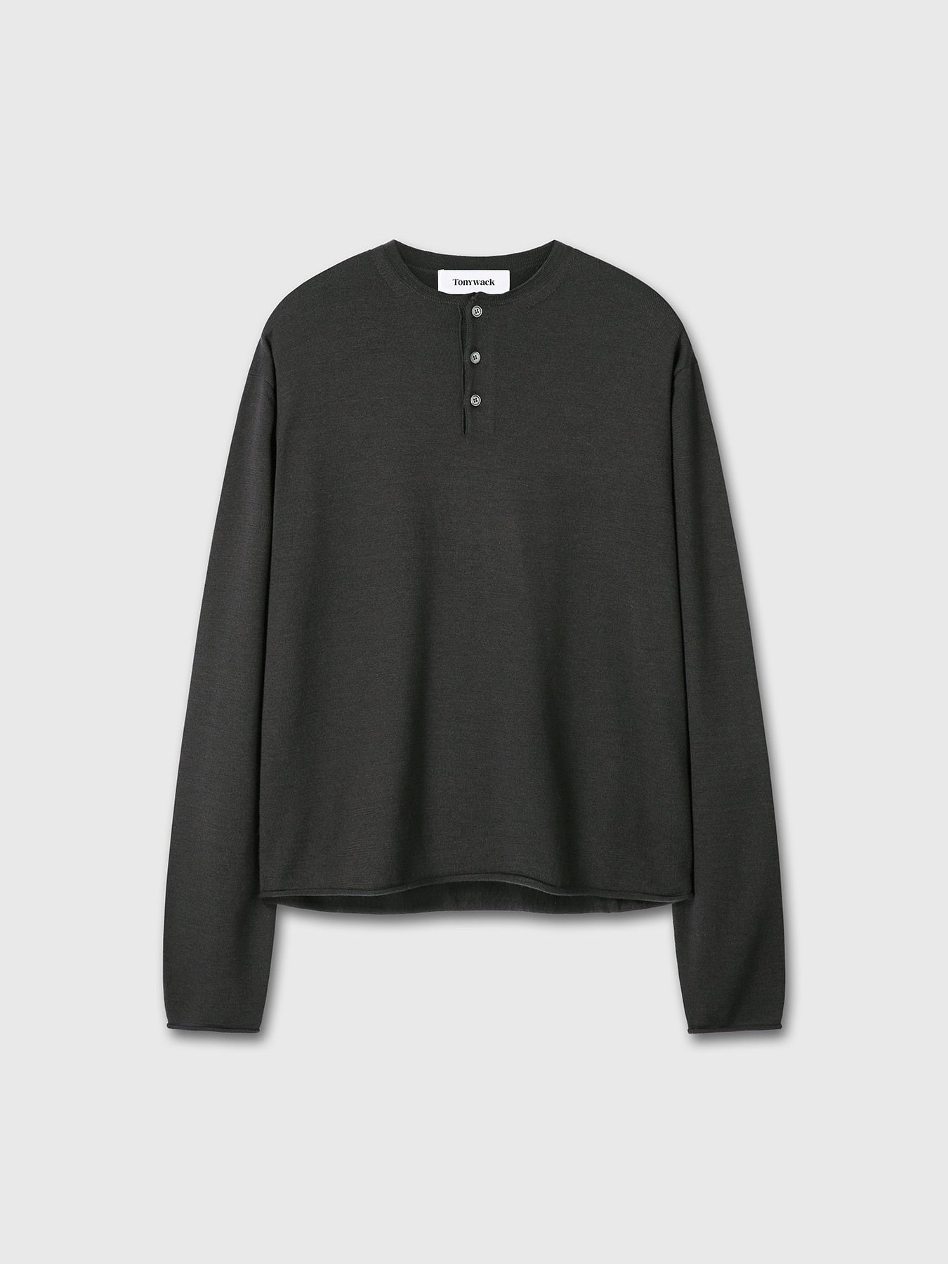 Tonywack - Extra Fine Wool Raw Hem Henley Neck Knit (Anthracite) product image 9 | TRAB K-Fashion Australia