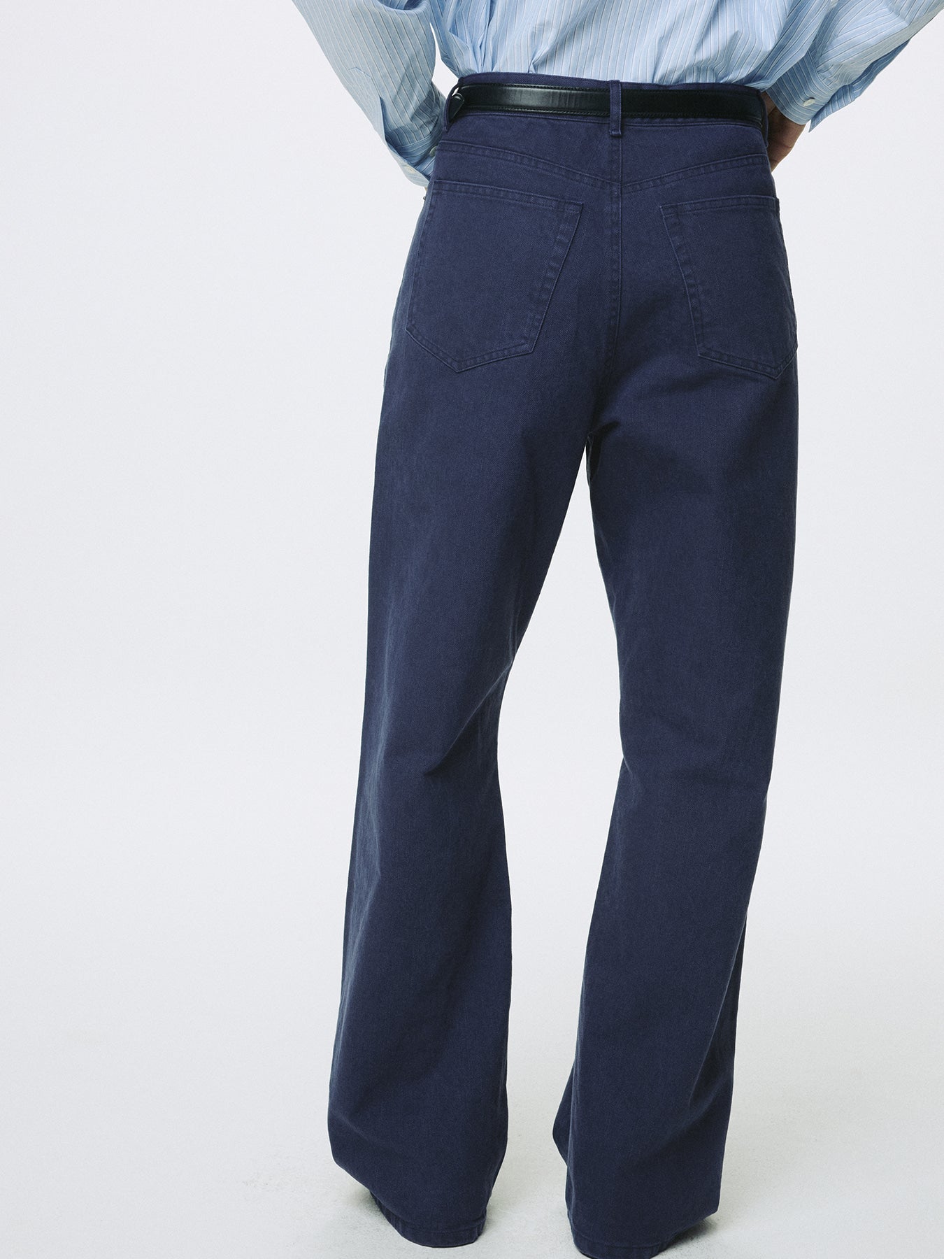 Tonywack - Washed Cotton Twill Loose Flared Jeans (Purple Blue) product image 4 | TRAB K-Fashion Australia