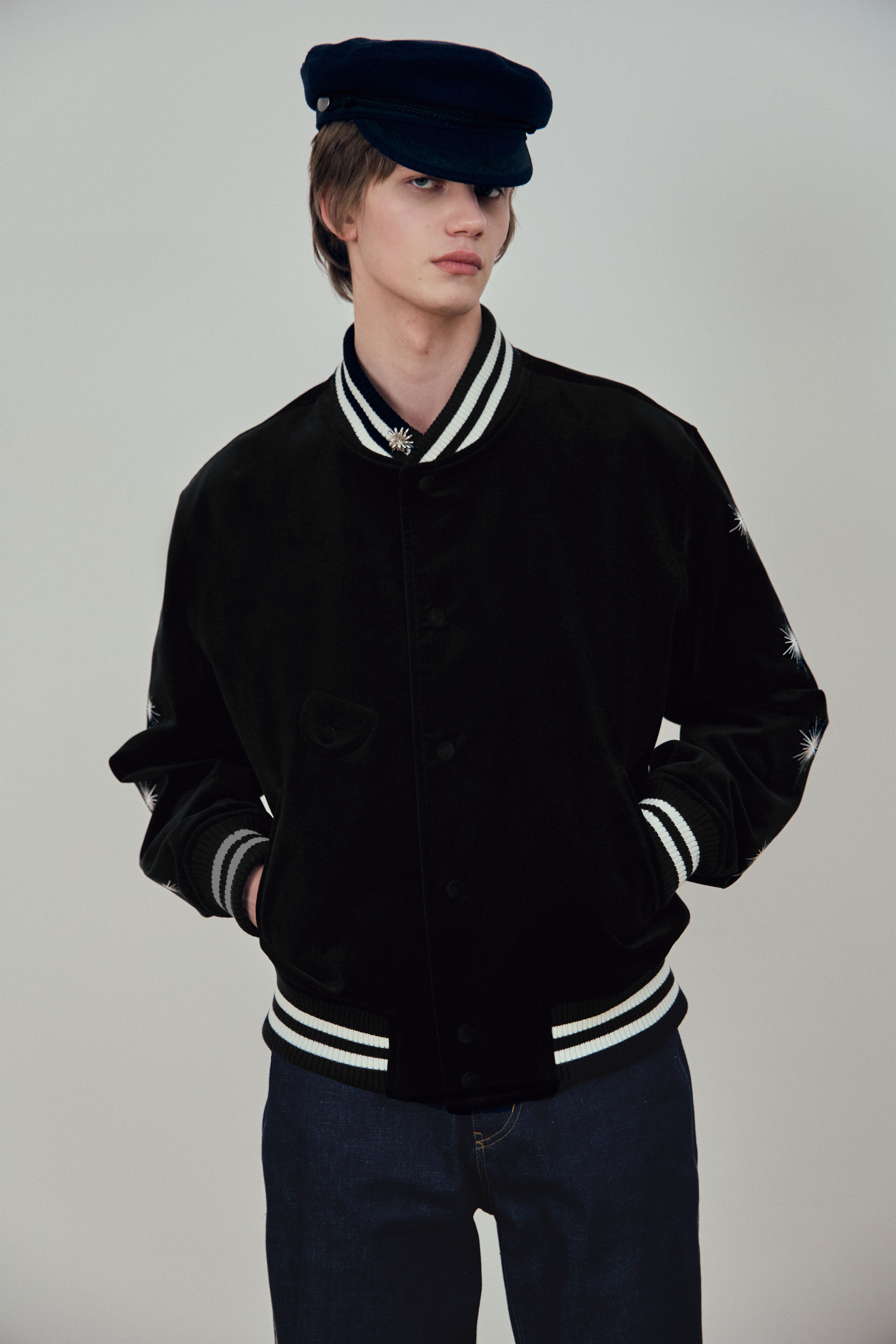 Stu - Embroidery Velvet Varsity (Black) product image 14 | TRAB K-Fashion Australia
