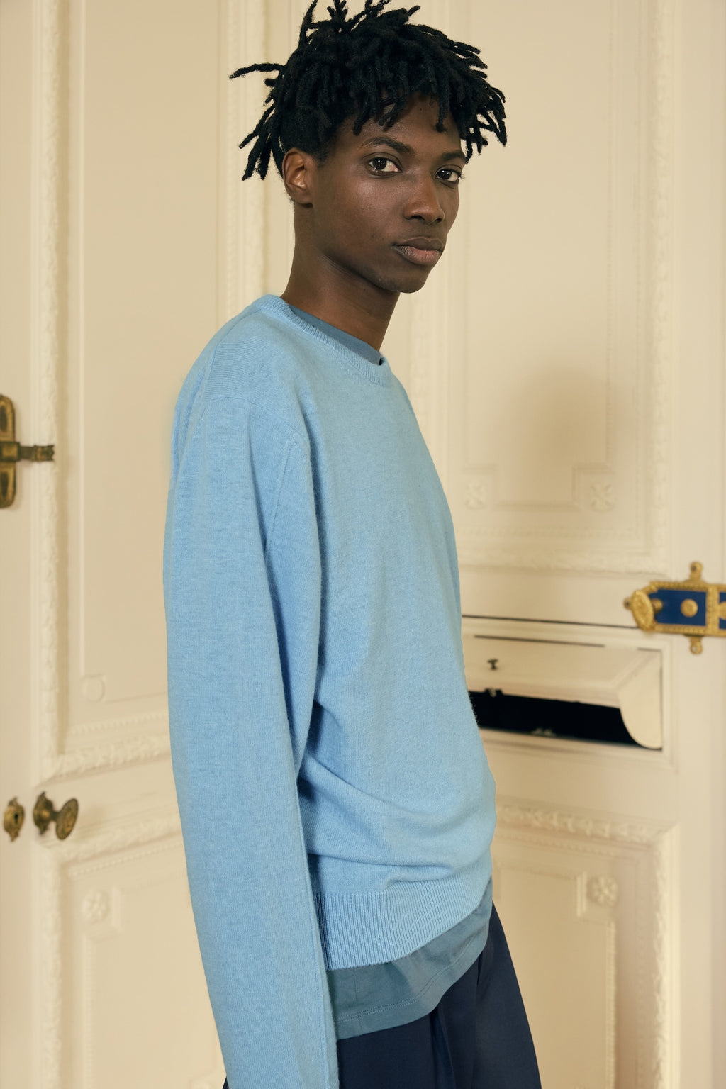 STU - Pin Tuck Round Neck Knit (Sky Blue) product image 8 | TRAB K-Fashion Australia