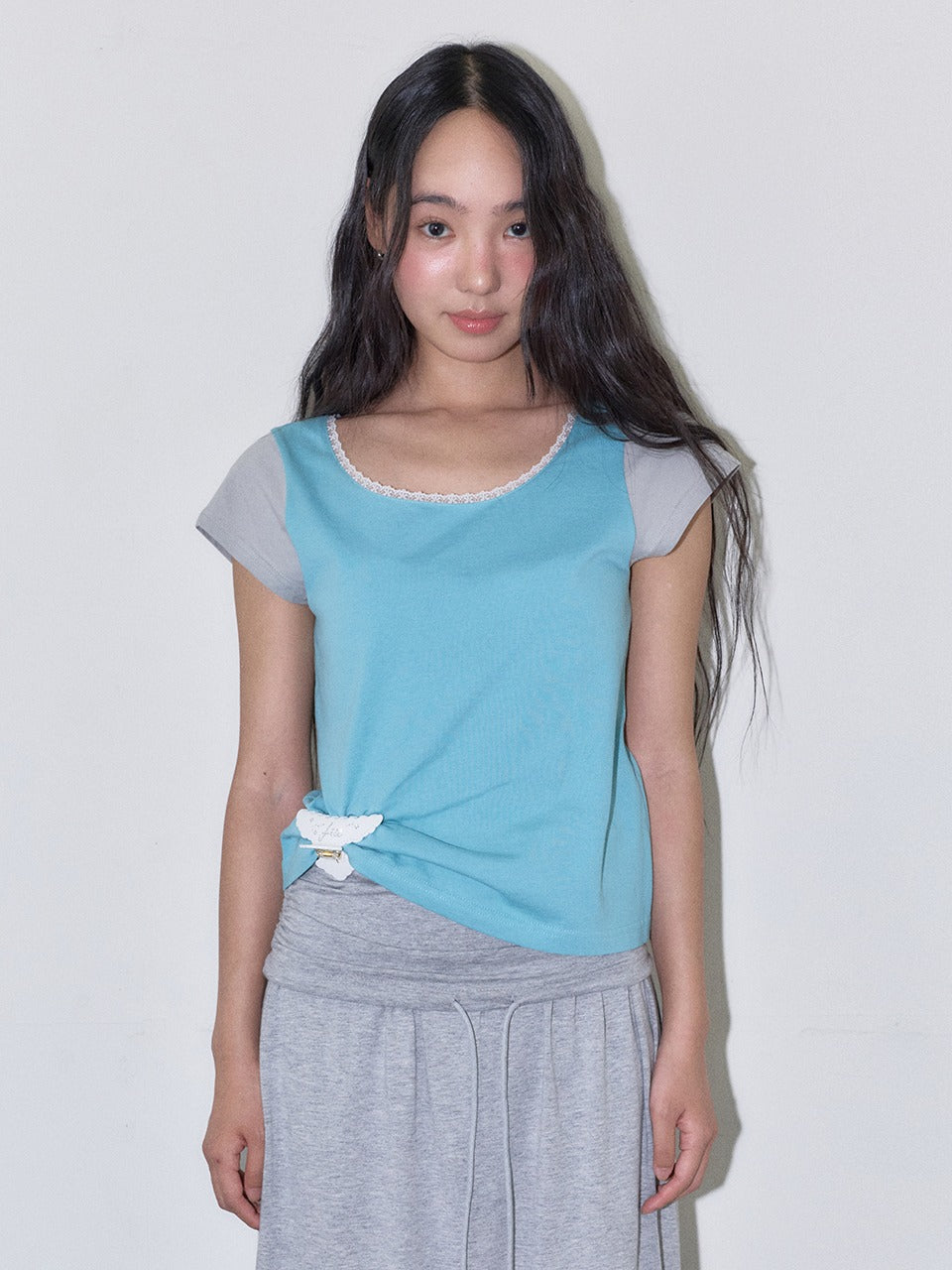 Margarin Fingers - Lace Color Point T-Shirt (Blue) product image 1 | TRAB K-Fashion Australia