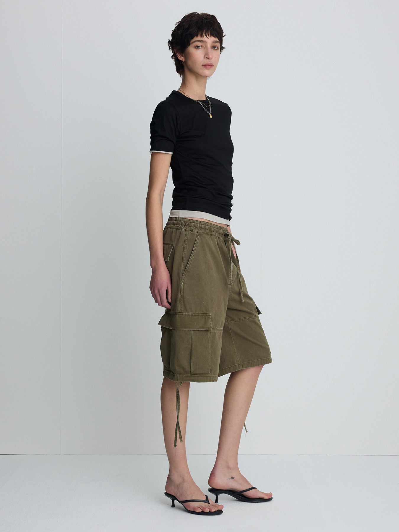 Tonywack - Garment-Washed Cargo Shorts (Olive) product image 1 | TRAB K-Fashion Australia