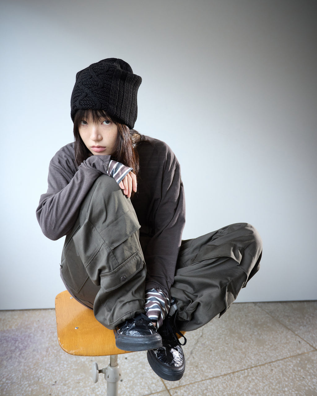 Hatchingroom - Jacquard Big Beanie (Black) product image 8 | TRAB K-Fashion Australia