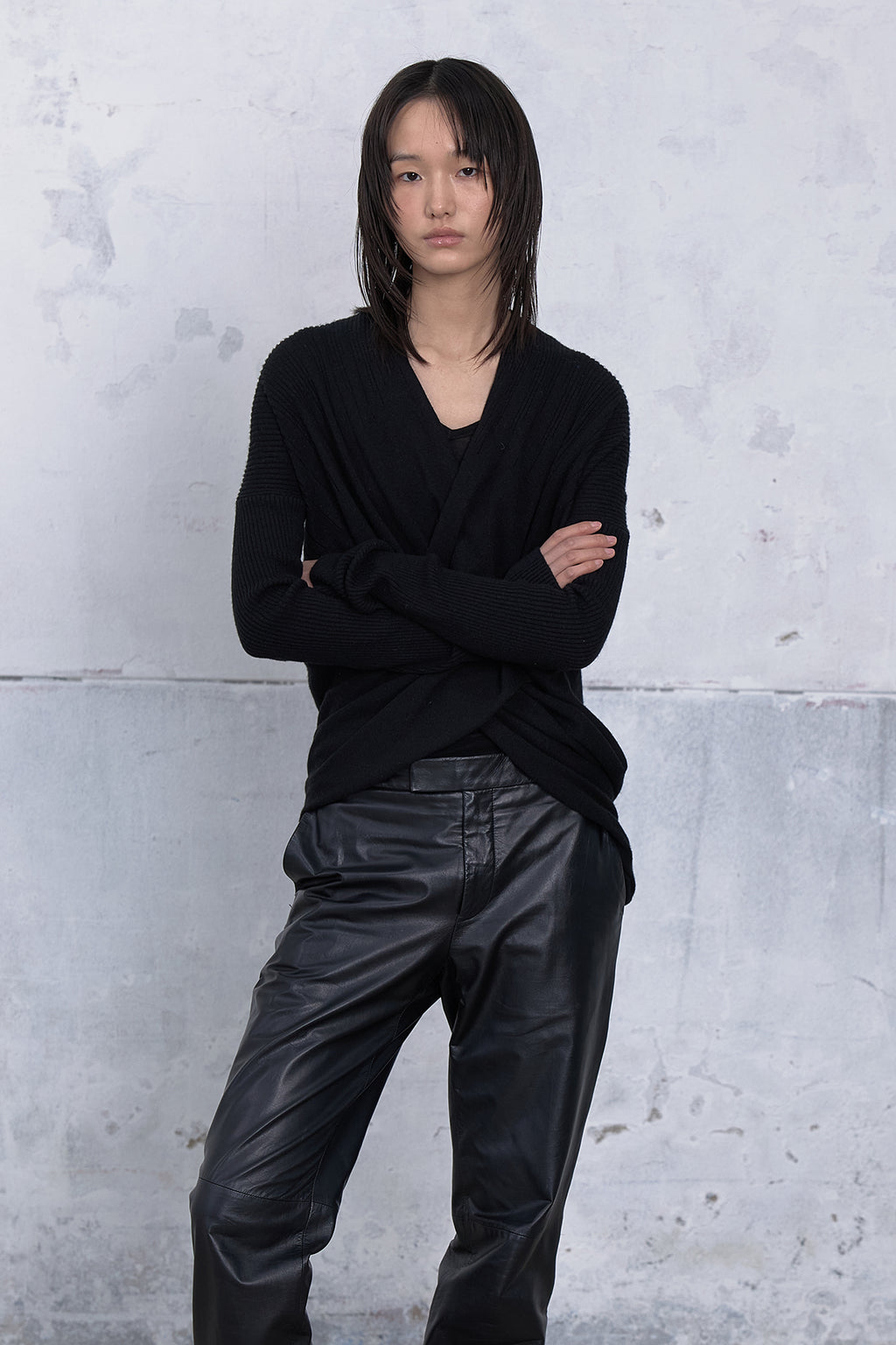 Deinet - Fluid Knit Drape Cardigan (Black) product image 5 | TRAB K-Fashion Australia