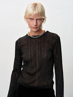 Tonywack - Metallic Thread Sheer Longsleeve (Black) product image 1 | TRAB K-Fashion Australia