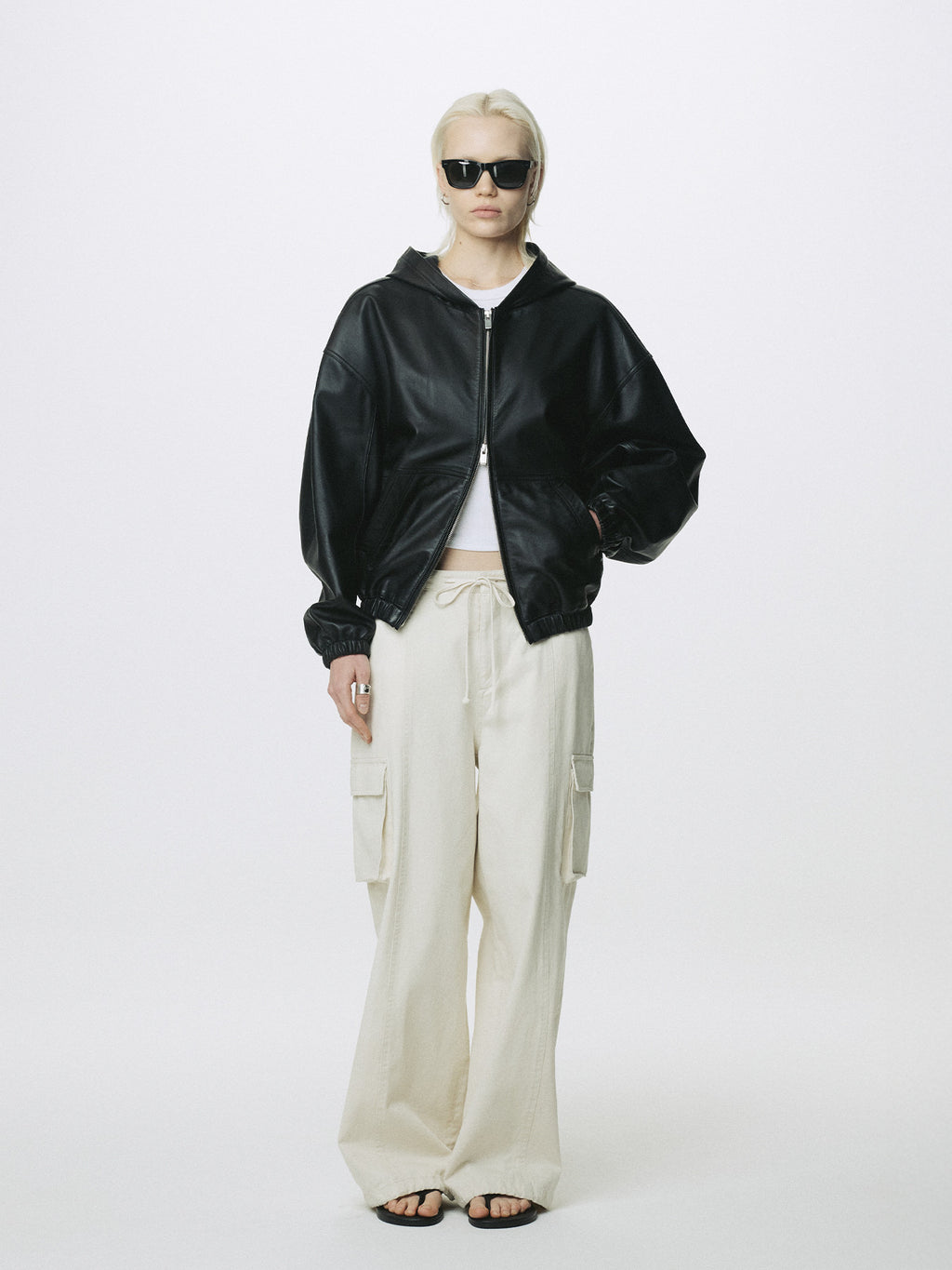 Tonywack - Nappa Leather Hoodie Jacket (Black) product image 2 | TRAB K-Fashion Australia