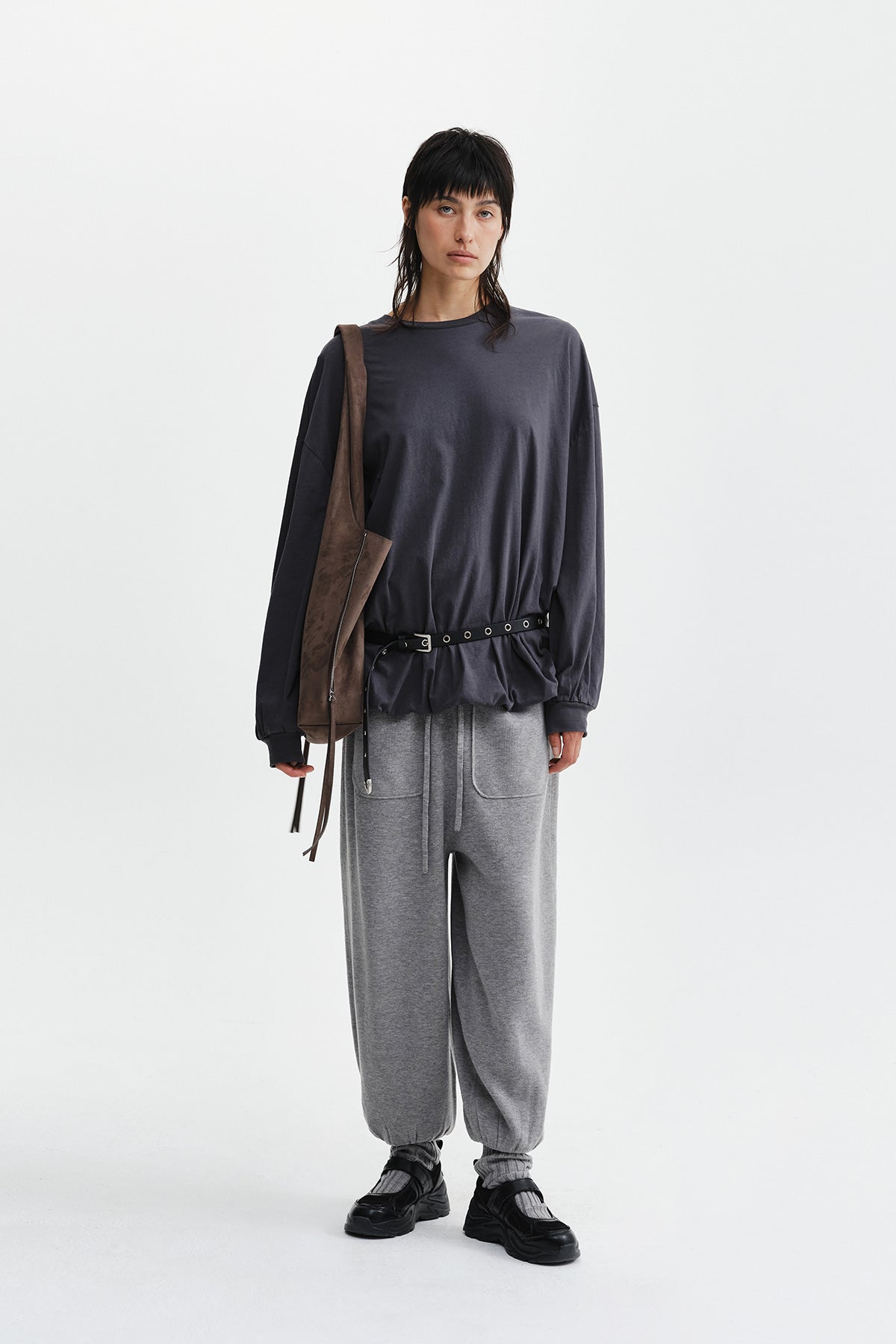 Matin Kim - Leg Warmer Knit Jogger Pants (Grey) product image 10 | TRAB K-Fashion Australia