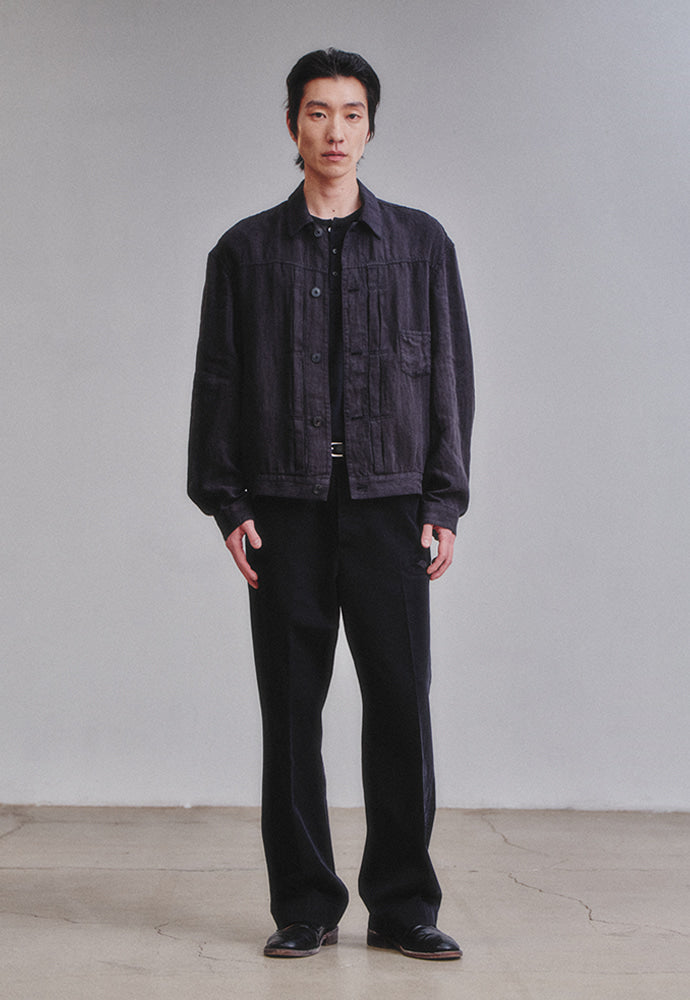 Art if acts - Linen Trucker Jacket (Black) product image 3 | TRAB K-Fashion Australia