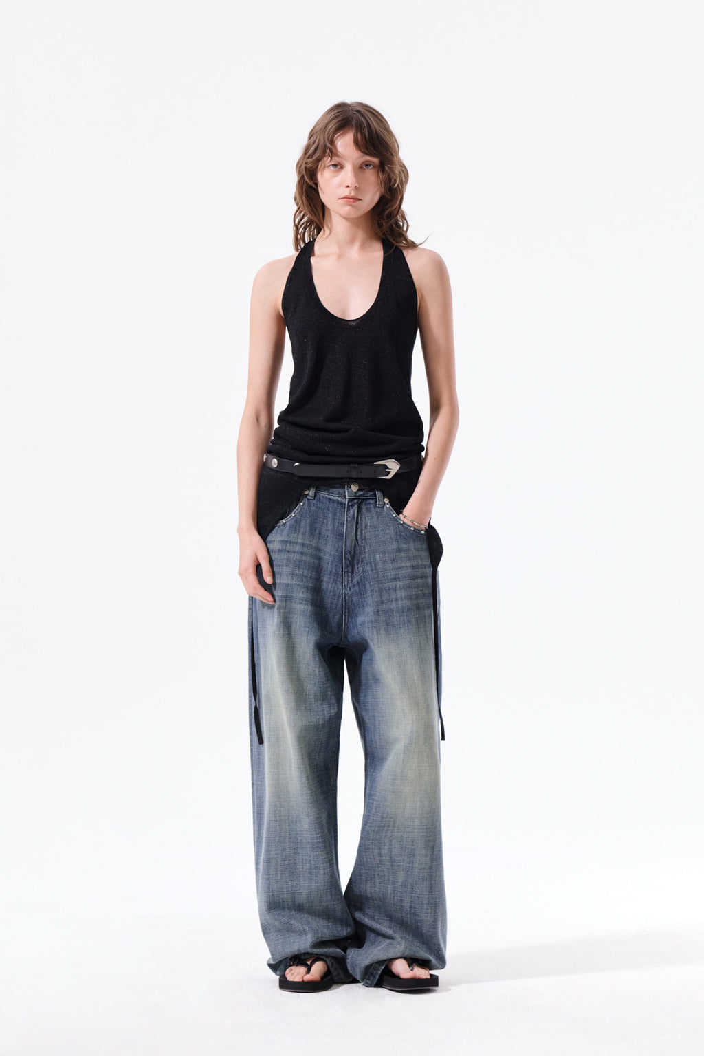 Matin Kim - Layered Tie Halter Neck Knit Top (Black) product image 16 | TRAB K-Fashion Australia