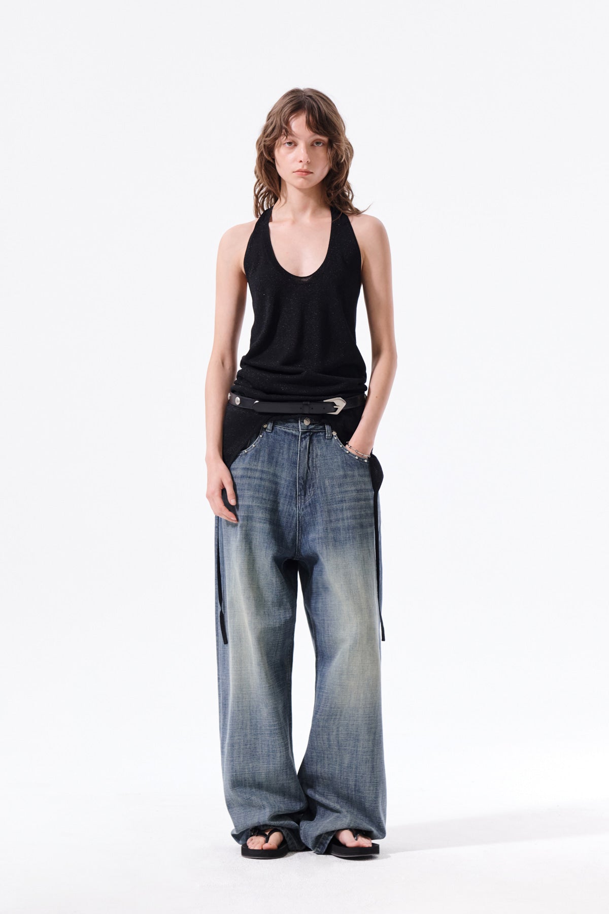 Matin Kim - Layered Tie Halter Neck Knit Top (Black) product image 16 | TRAB K-Fashion Australia