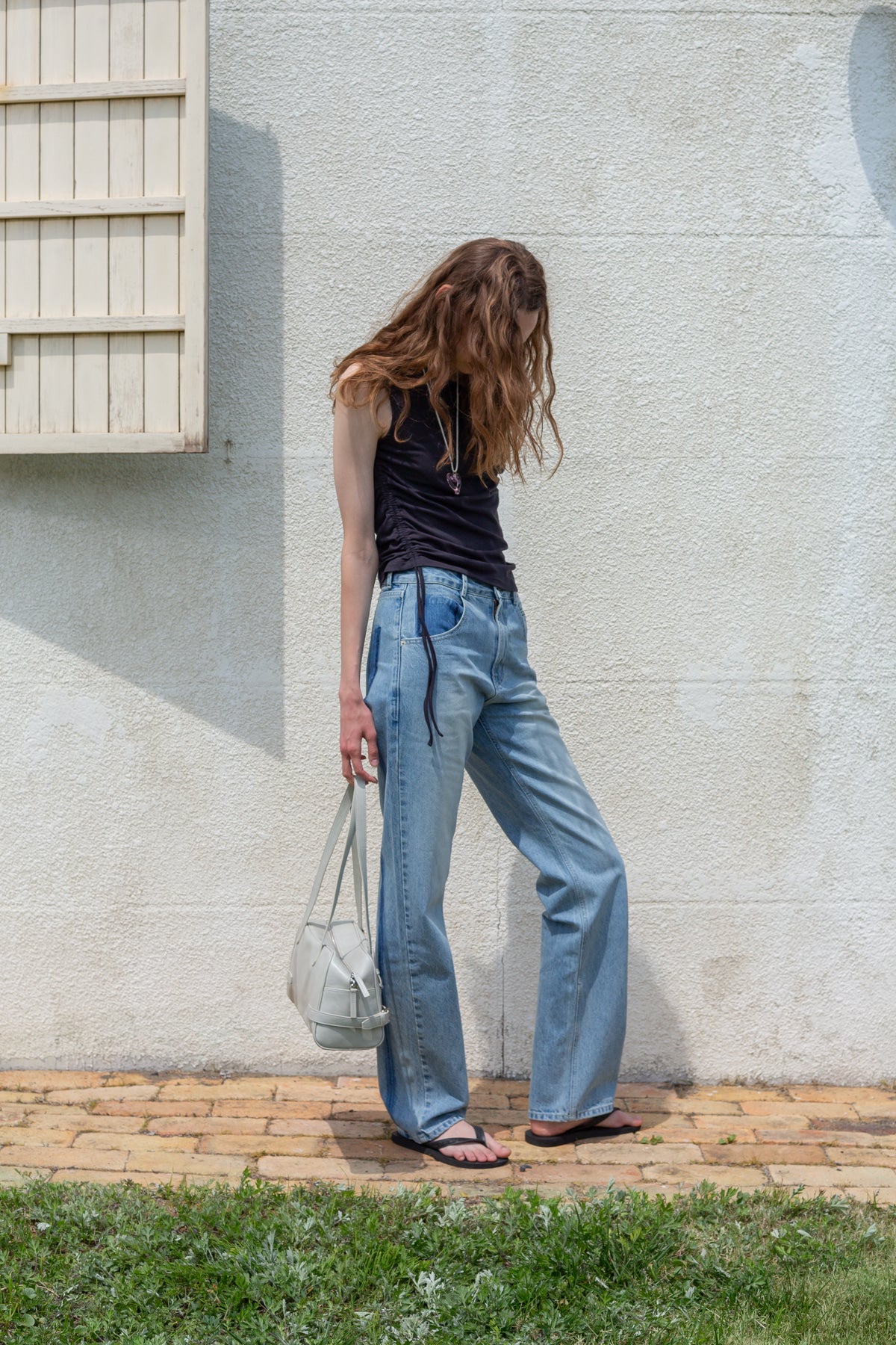 Matin Kim - String Off Shoulder Slim Top (Charcoal) product image 9 | TRAB K-Fashion Australia
