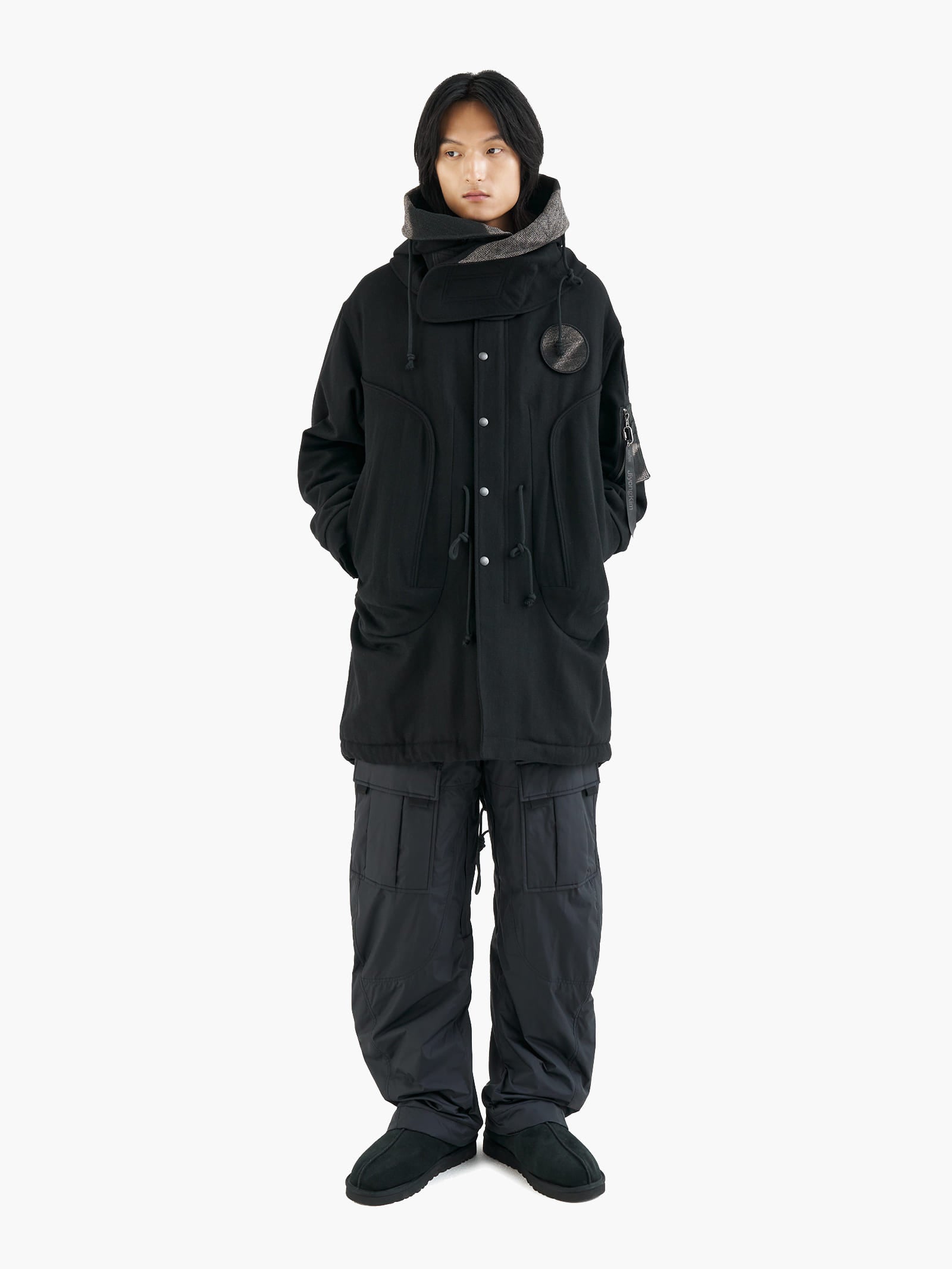 Jiyong Kim - Sun-Bleached Detachable Hood Fishtail Coat (Black) product image 1 | TRAB K-Fashion Australia