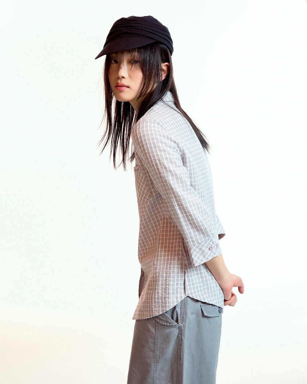 Coyseio - Round Collar Capri Shirt (Ash Pink) product image 4 | TRAB K-Fashion Australia